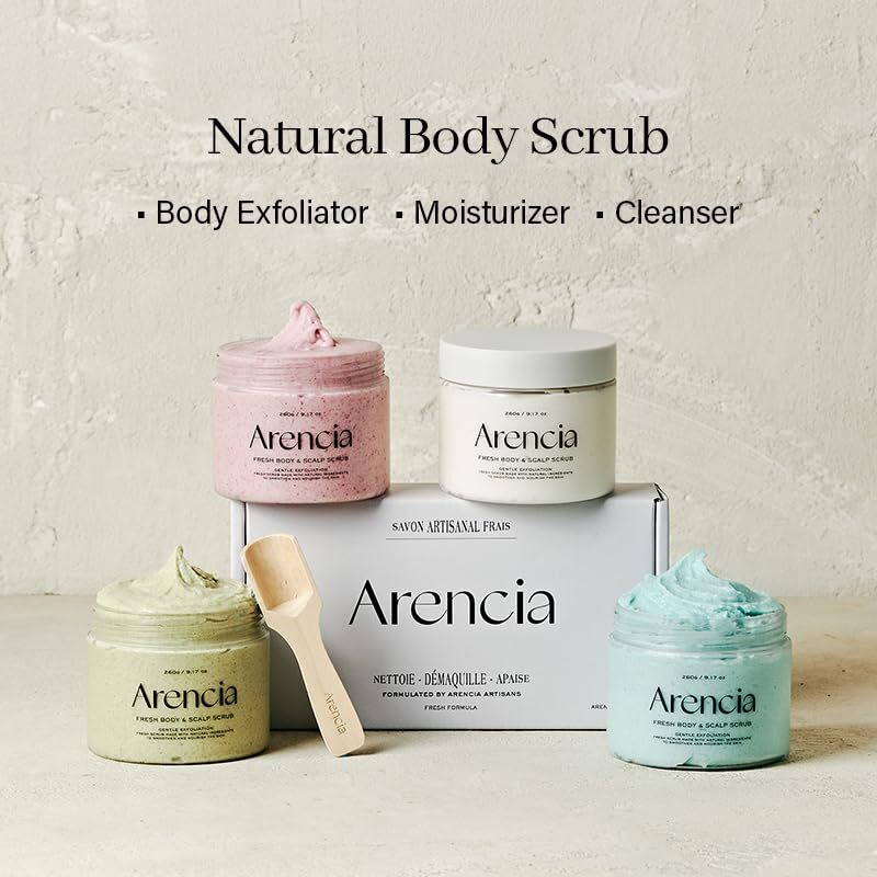 Arencia Fresh Cloud Sea Salt Body & Scalp Scrub (Pink) - Exfoliant, Bump Eraser For Silky Smooth Skin, Korean Skin Care