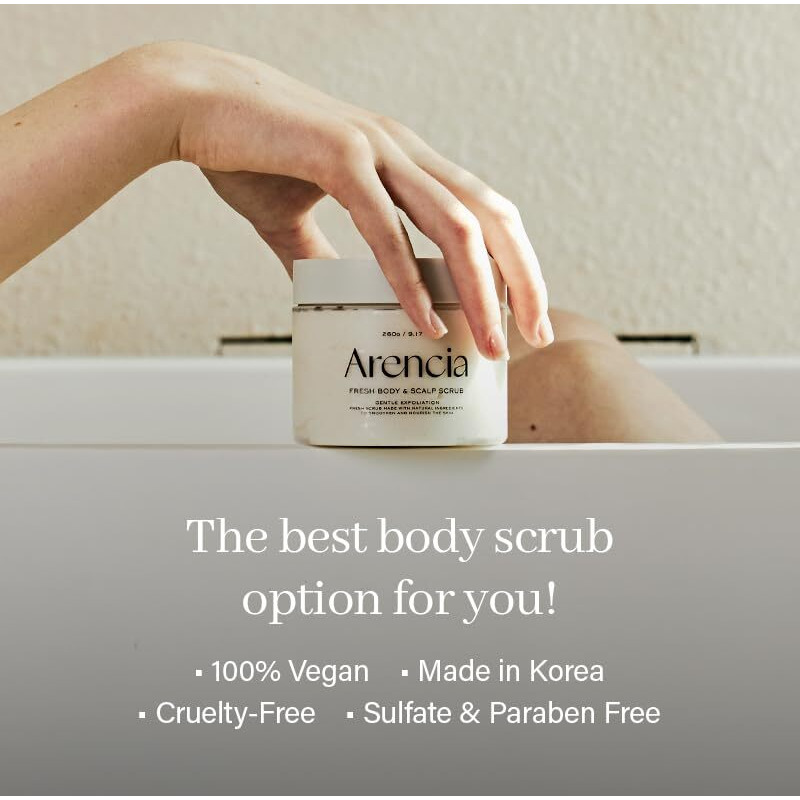 Arencia Fresh Cloud Sea Salt Body & Scalp Scrub (Pink) - Exfoliant, Bump Eraser For Silky Smooth Skin, Korean Skin Care