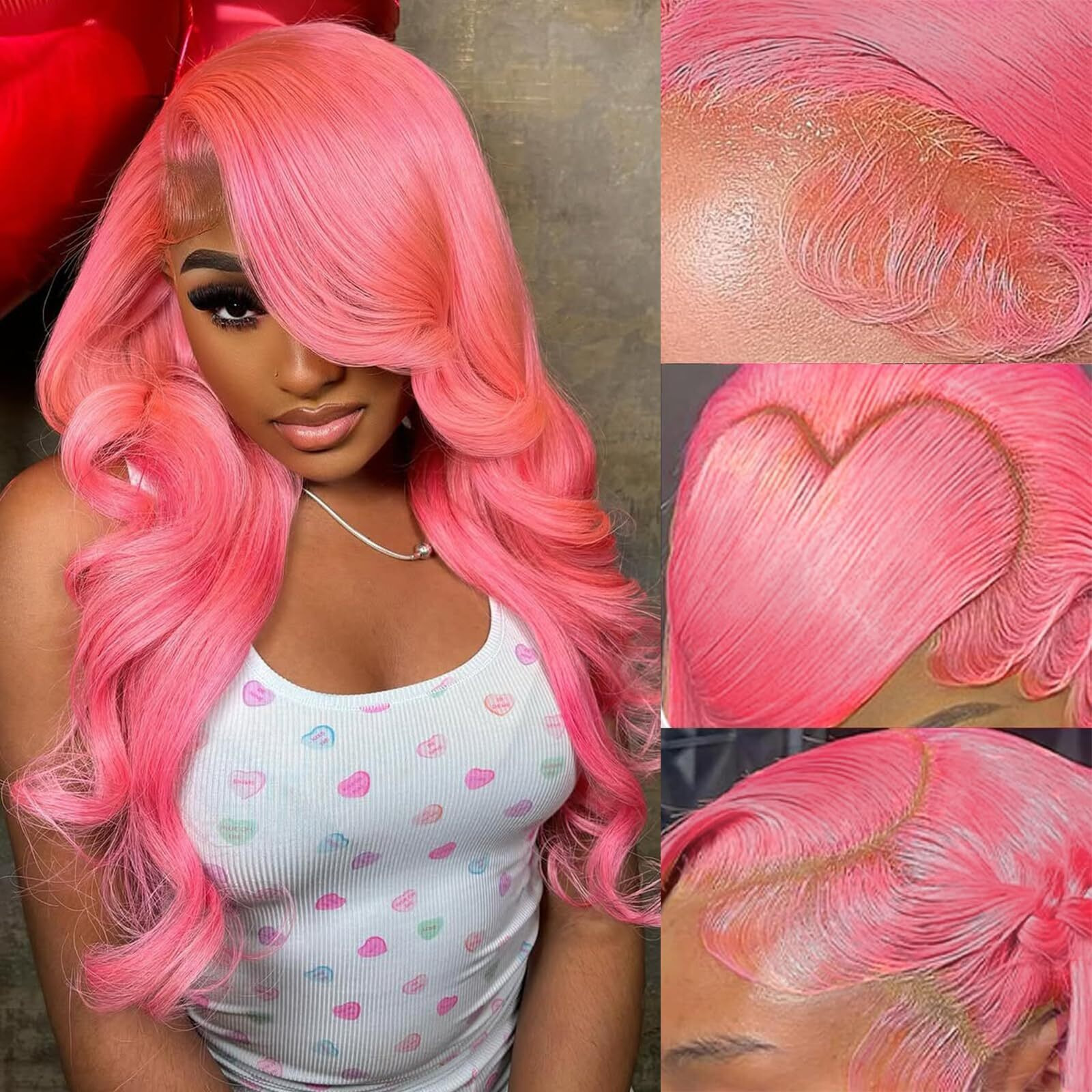 Tyuky 30 Inch Pink 13X4 Body Wave Hd Lace Front Wigs Human Hair Pre Plucked With Baby Hair Pink Lace Frontal Wig Human Hair Color Human Hair Wig Glueless Wigs For Women