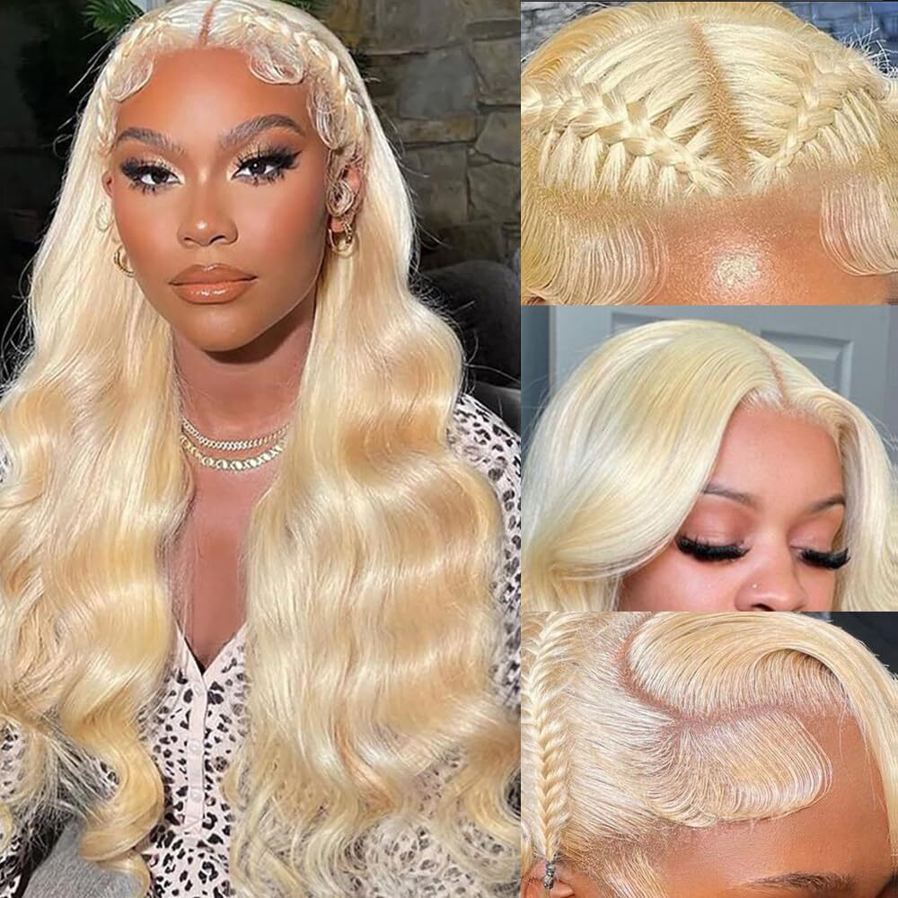 Belaved Lace Front Wigs Human Hair 613 Blonde 13X6 Hd Transparent Curly Real Human Hair Wig 180% Density Body Wave Pre Plucked Glueless Lace Frontal Wigs For Women Large Parting Space 36 Inch