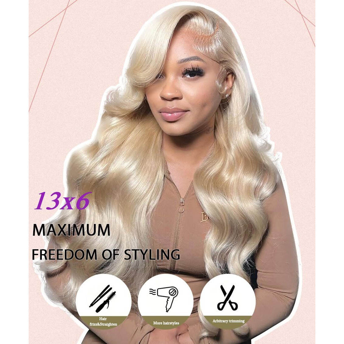Belaved Lace Front Wigs Human Hair 613 Blonde 13X6 Hd Transparent Curly Real Human Hair Wig 180% Density Body Wave Pre Plucked Glueless Lace Frontal Wigs For Women Large Parting Space 36 Inch