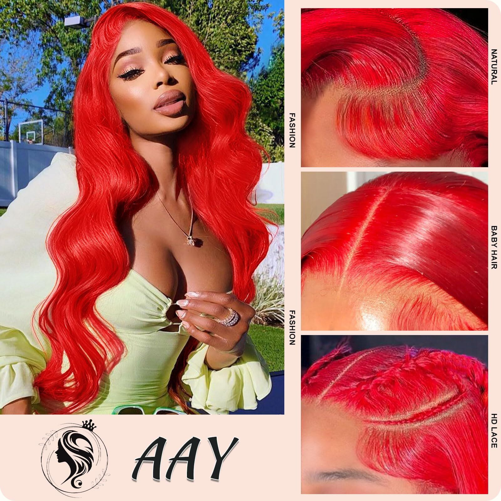 Aay 26 Inch Red Human Hair Wig 200 Density Body Wave Hd Transparent Lace Front Wigs Human Hair Pre Plucked With Baby 13X4 Lace Frontal Wigs For Women Red Body Wave Glueless Wig