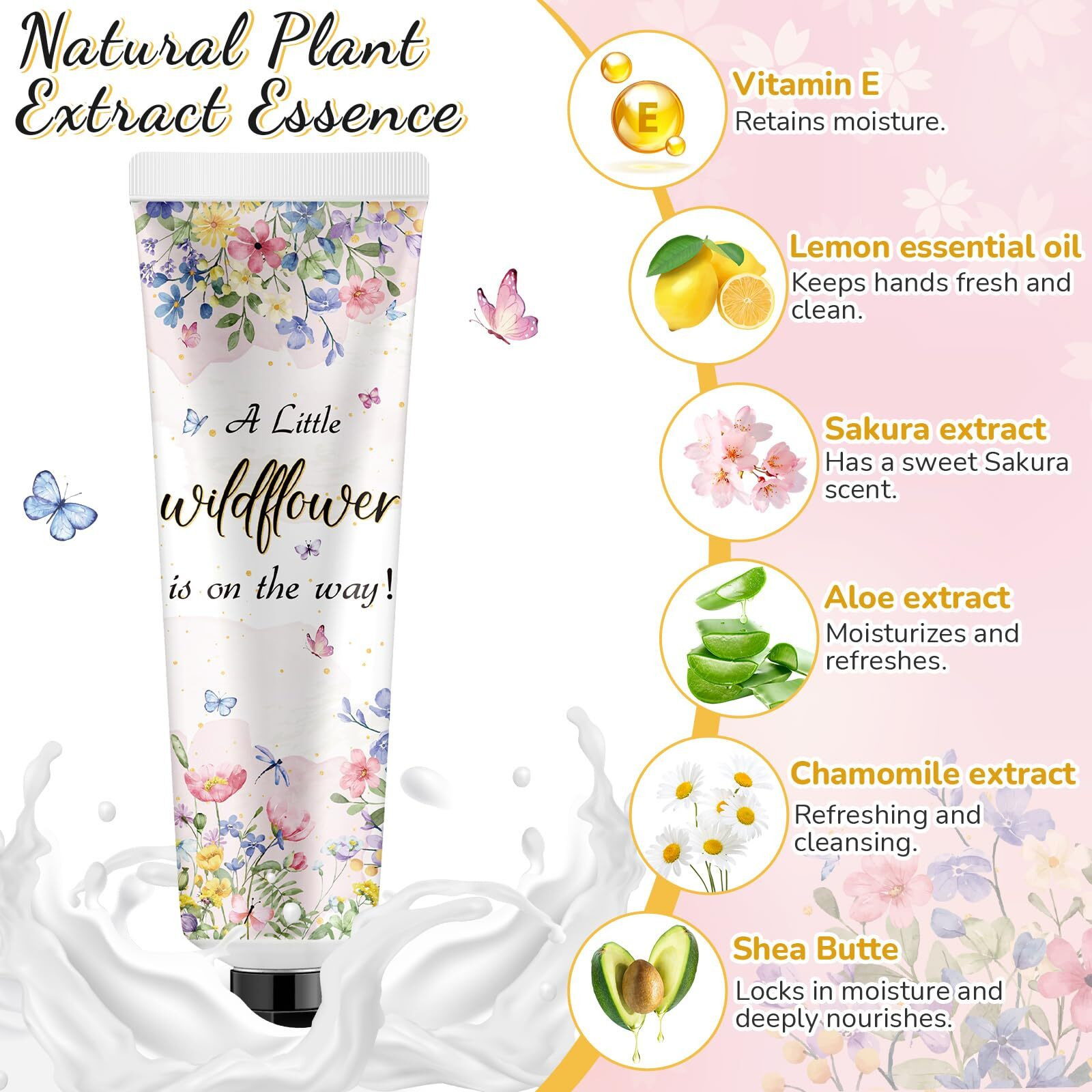 Swiffen 48 Sets Baby Shower Hand Cream Bulk Wildflower Baby Shower Favors Bridal Thank You Hand Cream For Guests Travel Size Lotion With Organza Bags