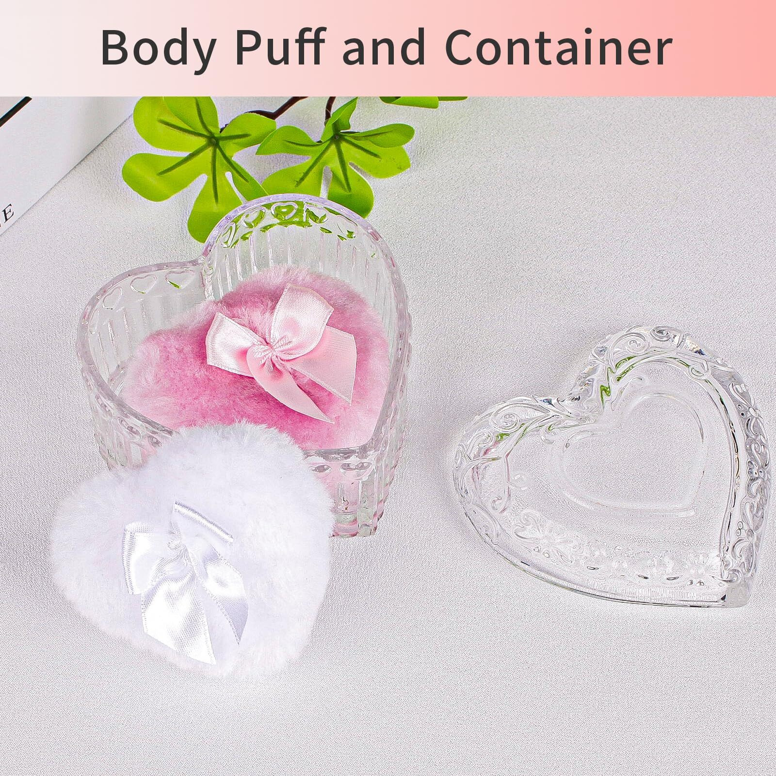 Gsteng Large Body Powder Puffs And Containers, Crystal Clear Powder Container With Soft Power Puffs, Reusable Dusting Powder Case With Washable Velvet Face Body Glitter Puffs Wet And Dry Makeup