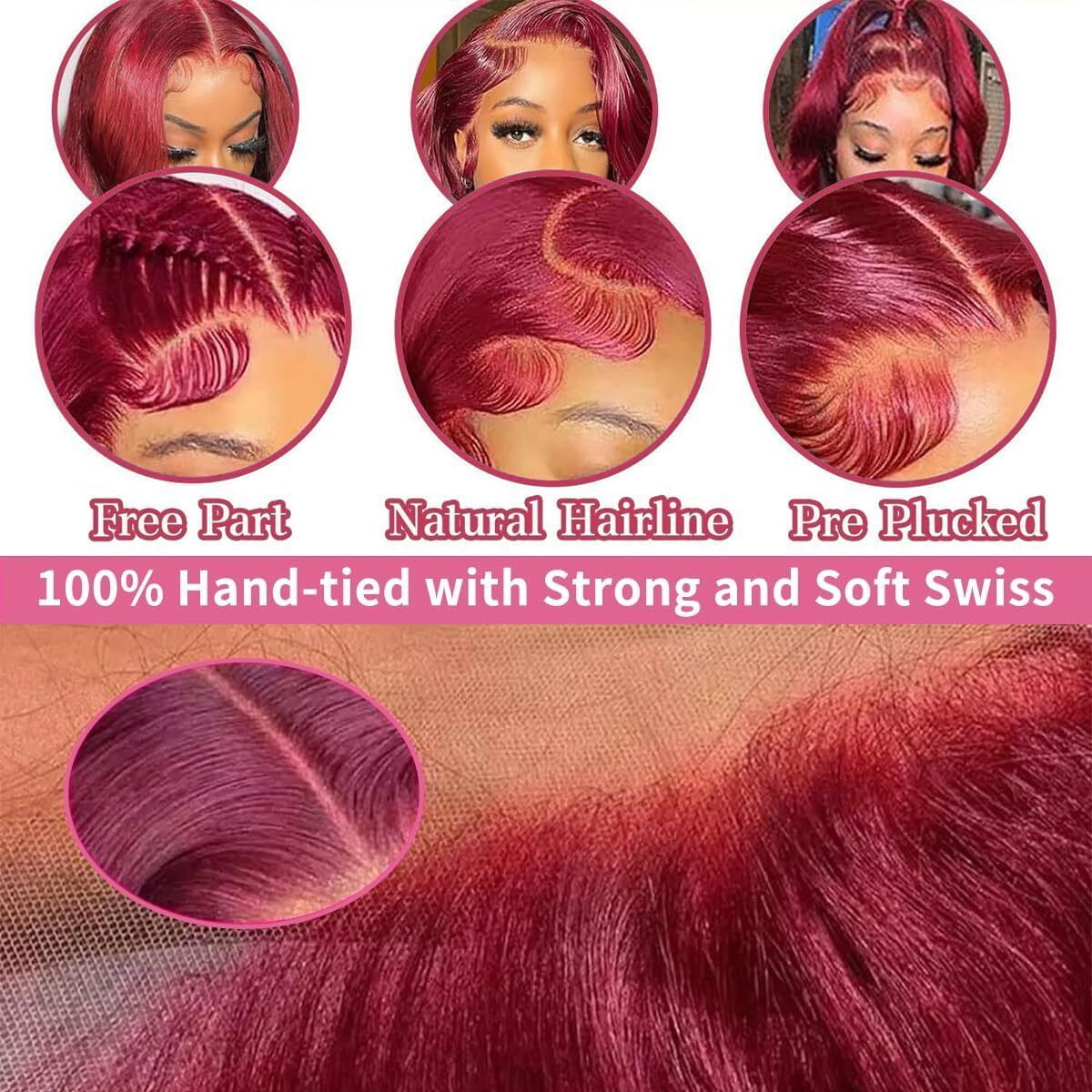 34 Inch 99J Burgundy Lace Front Wigs Human Hair 13X6 Body Wave Lace Front Wigs Human Hair Hd Transparent Pre Plucked With Baby Hair Red Glueless Human Hair Wigs For Women