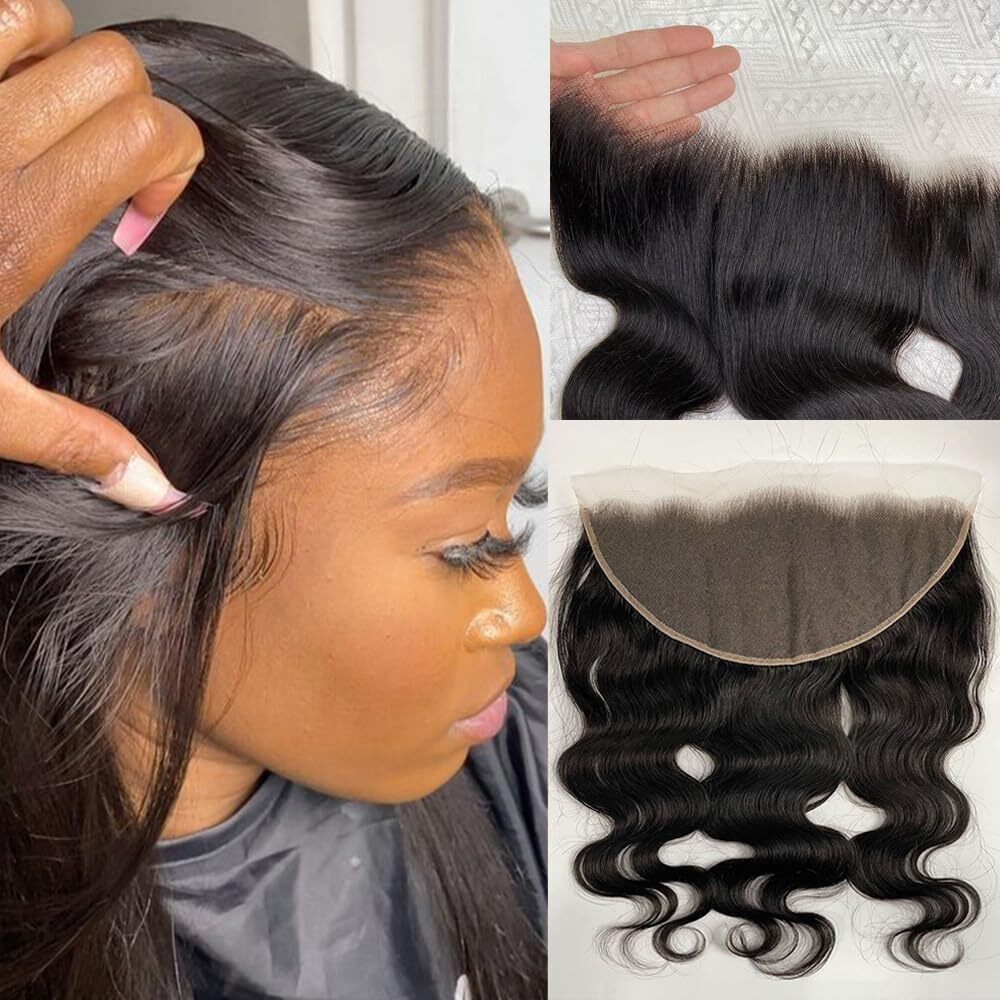Topnormantic 13X6 Lace Frontal Body Wave, Invisible Hd Transparent Swiss Lace Frontal Pre Plucked With Baby Hair 12A Grade Brazilian Human Hair Frontal With Small Single Knots Free Part 20 Inch
