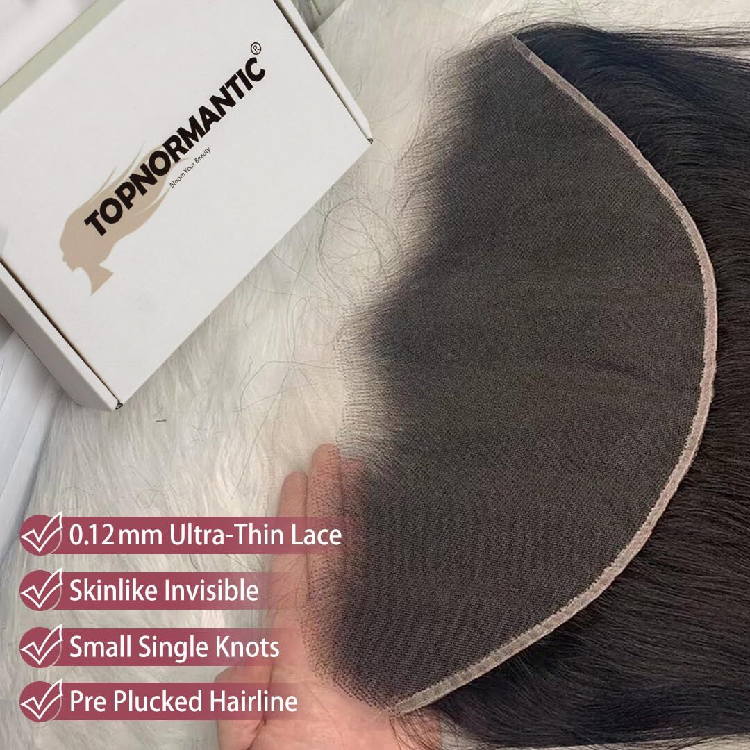 Topnormantic 13X6 Lace Frontal Body Wave, Invisible Hd Transparent Swiss Lace Frontal Pre Plucked With Baby Hair 12A Grade Brazilian Human Hair Frontal With Small Single Knots Free Part 20 Inch