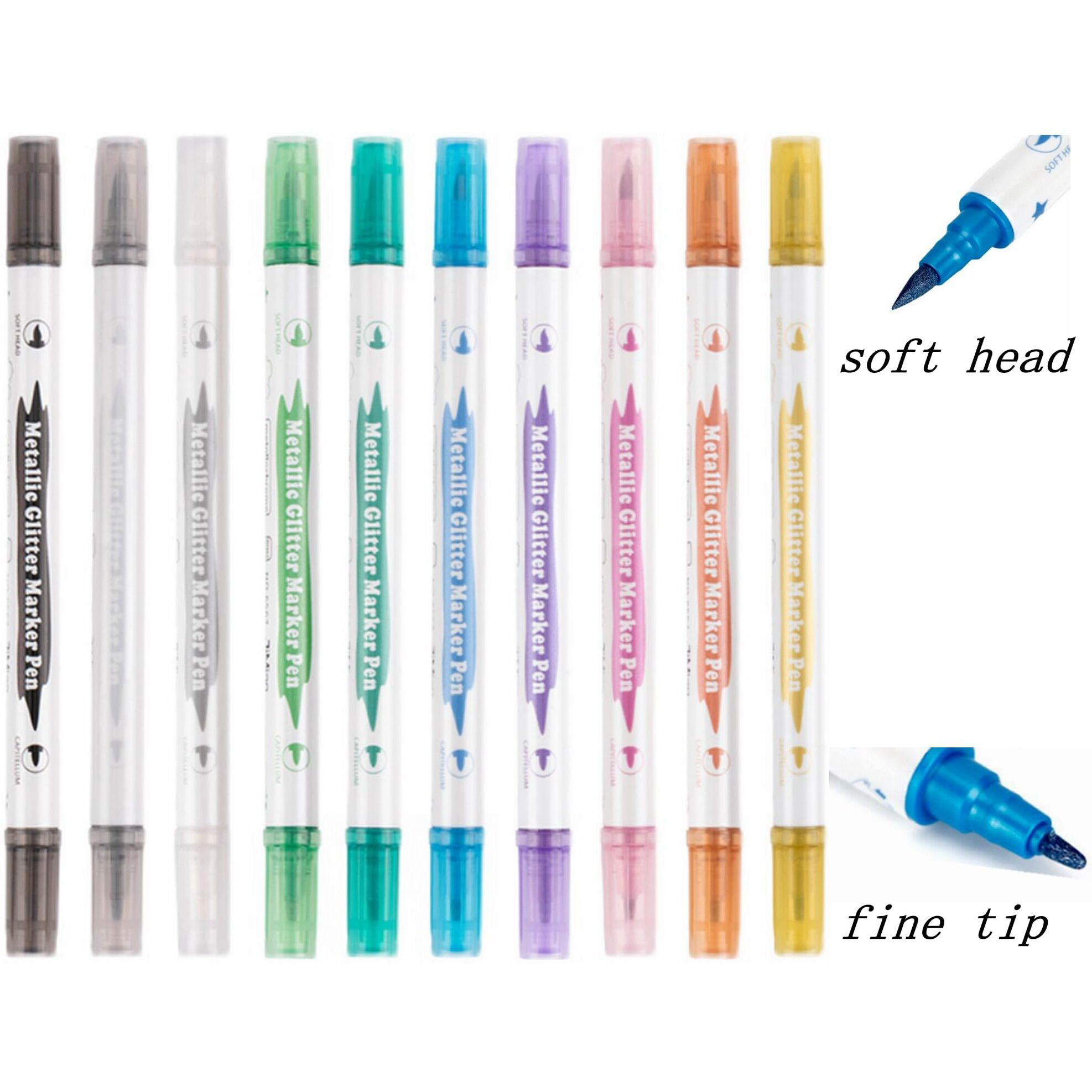 Temporary Tattoo Markers For Skin,10-Count Body Markers+80 Large Tattoo Stencils Of Assorted Colors For Kids And Adults,Dual-End Tattoo Pens Bold And Fine Line With Cosmetic-Grade Temporary Tattoo Ink