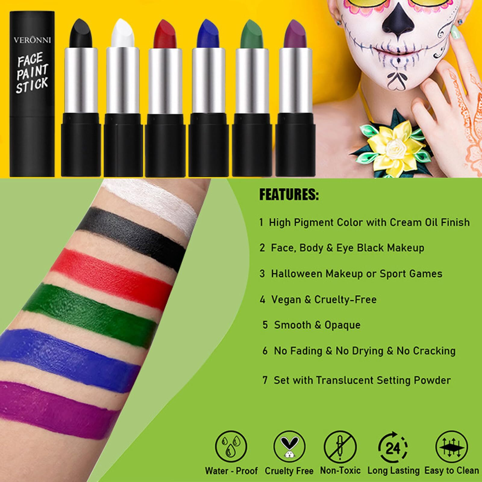 3Pcs Red White Blue Face Body Paint Stick Kit,4Th Of July Accessories,Patriotic Face Paint For Independence Day,4Th Of July Body Paint,Clown Makeup,Eye Black Stick For Baseball/Softball/Football