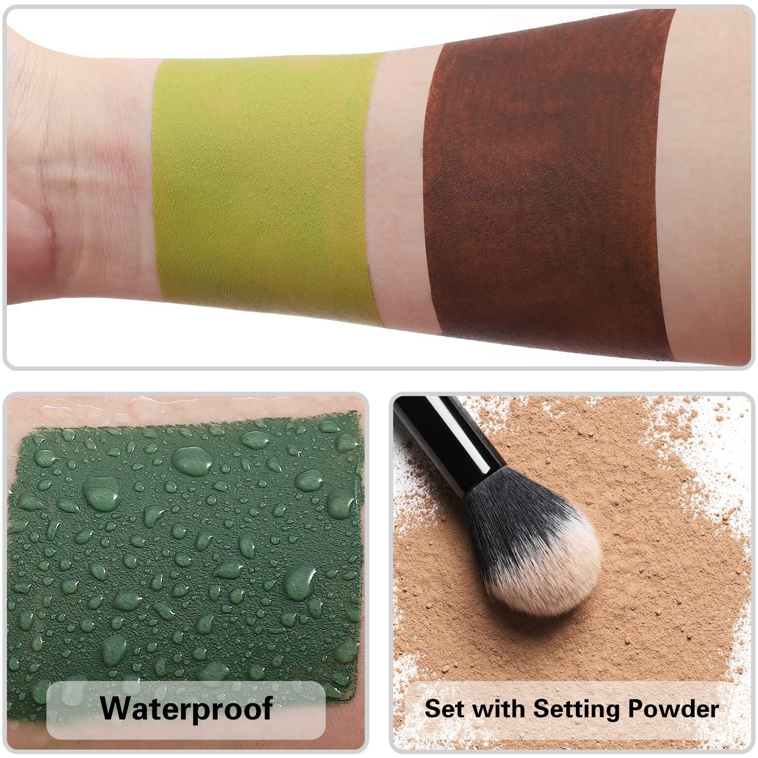 Bobisuka Ogre Green Face Body Paint Stick, Light Green Eye Black Painting Sticks For Sports, Facepaints Makeup For Halloween Goblin Zombie Witch Camo Hulk Cosplay Special Effects Costume Sfx