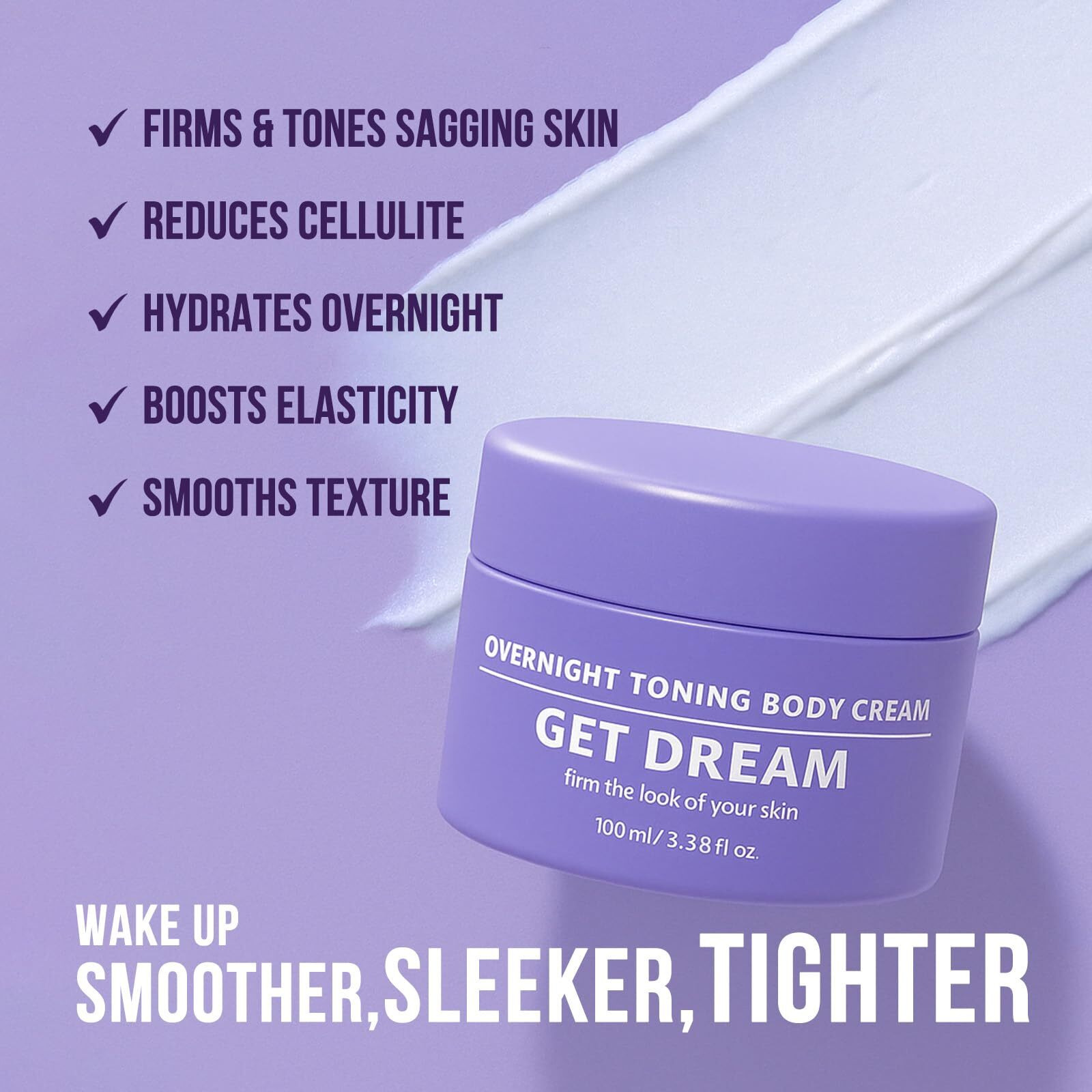 Rennelyn Get Dream Overnight Toning Whip Body Firming Cream Cellulite Remover For Legs And Body - Skin Tightening Cream For Body With Caffeine & Vitamin C