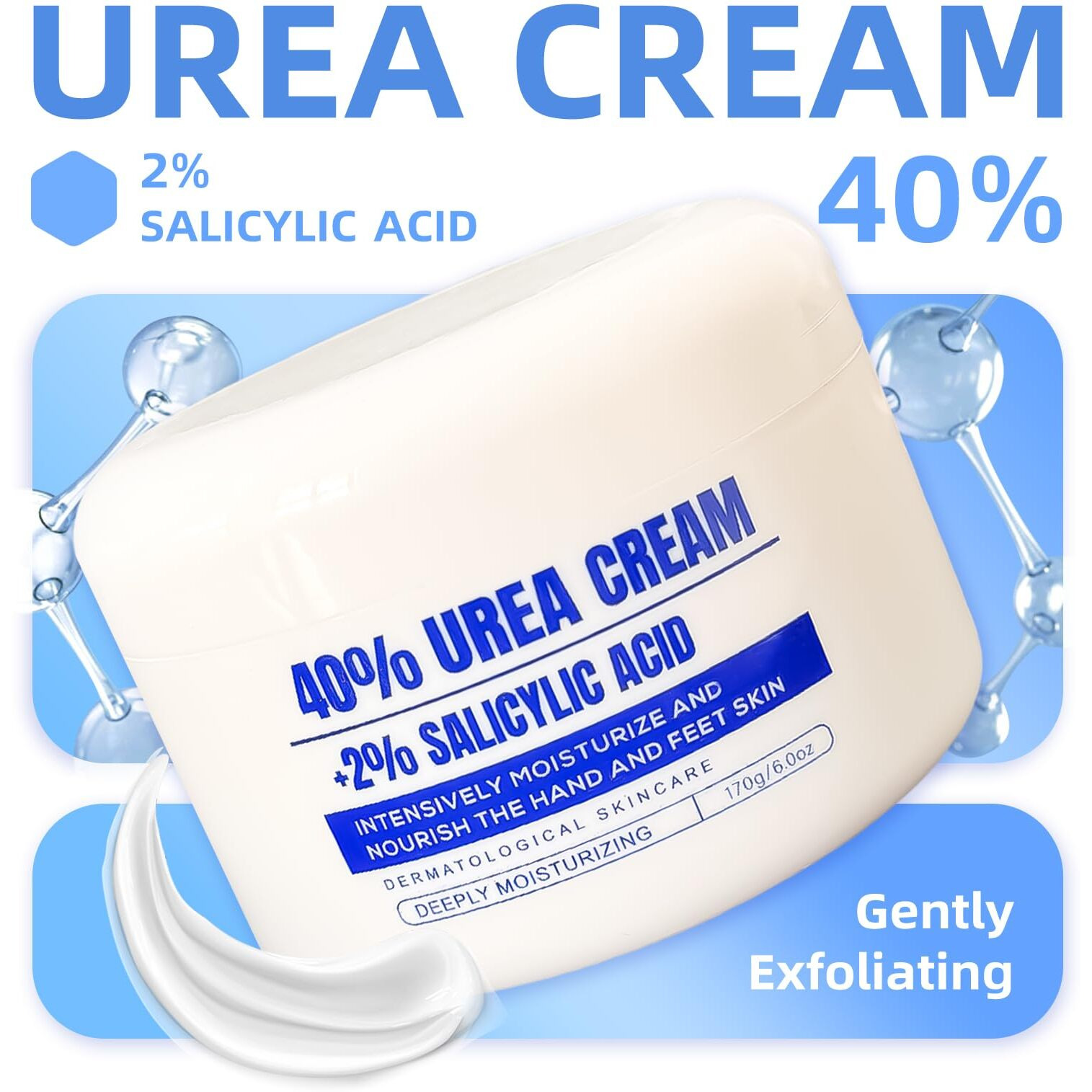 Qqwiax Urea Cream 40 Percent - Foot & Hand Cream For Dry, Cracked Skin - Intensive Urea Lotion For Feet & Heels(Bule)