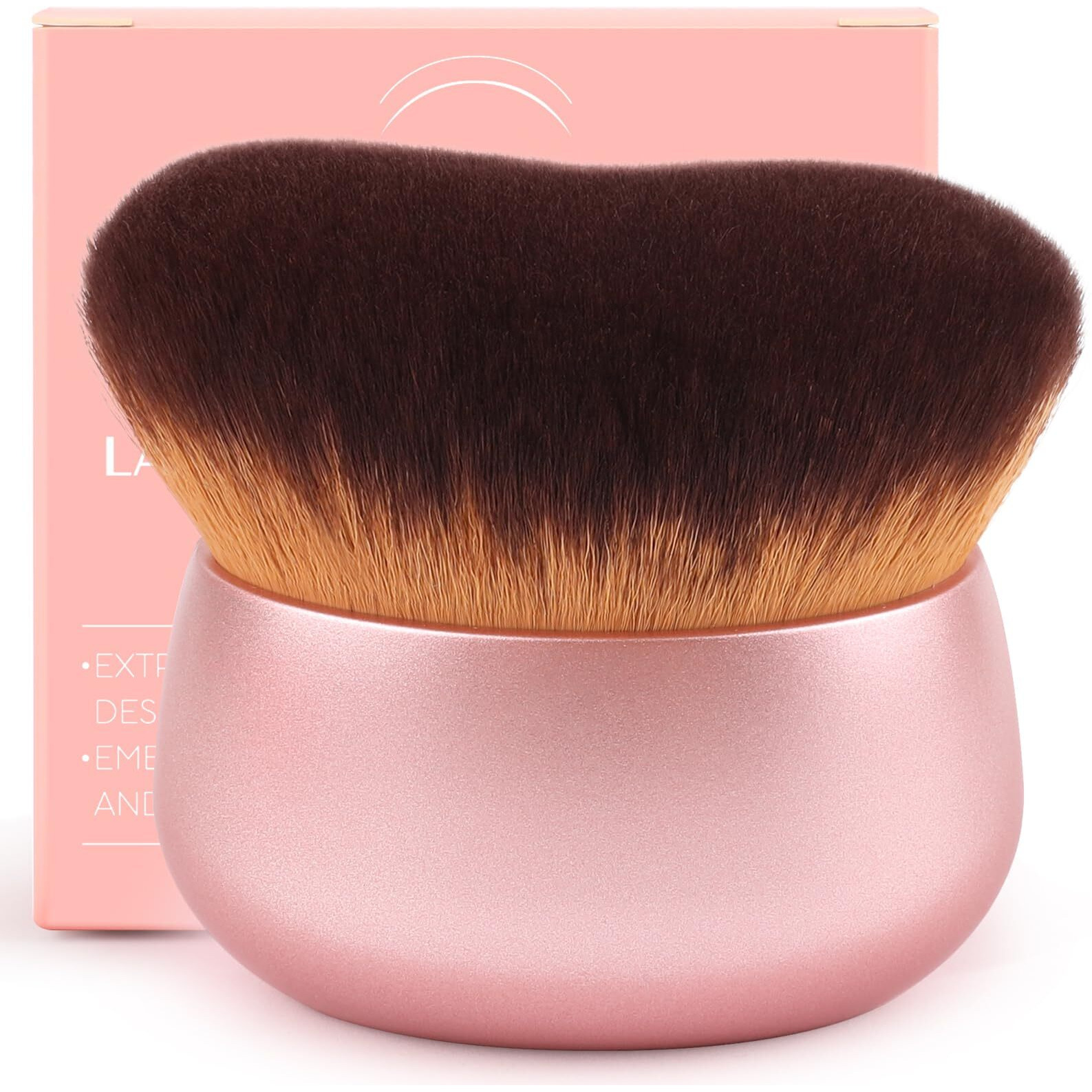 Glor  Brochas 75Mm Extra Large Self Tanner Kabuki Makeup Brush - Ultra Soft Dense Vegan Bristles For Body Makeup, Bronzer & Foundation-Applies Tanning Mousse, Lotion & Self Tanner-Rose Gold, Wet & Dry