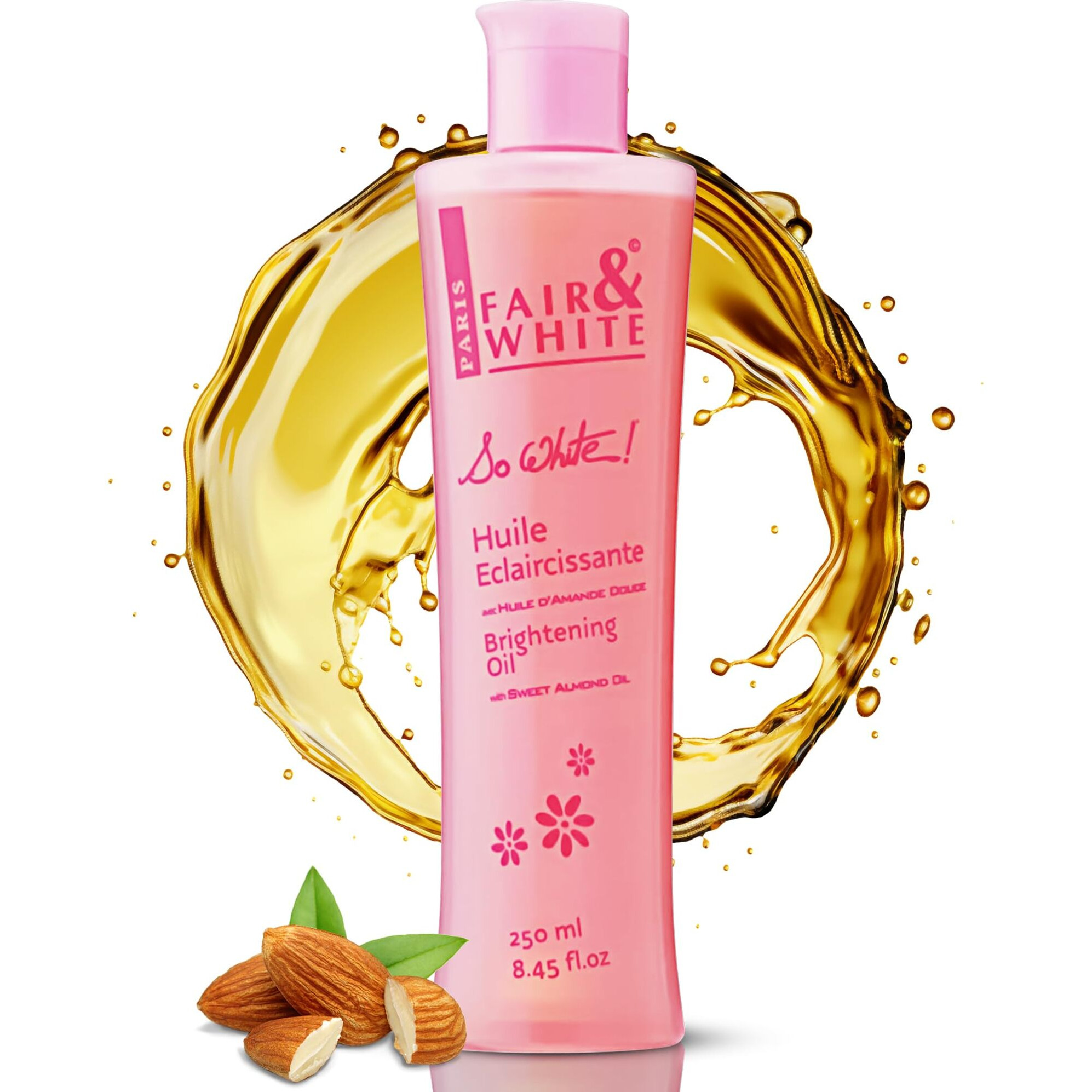 Fair & White So White Body Oil, 250Ml / 8.45Fl.Oz - With Vitamin E, Almond Oil And 'Lumiskin', Hydrating Formula For Wrinkles, Dryness And Dark Spots