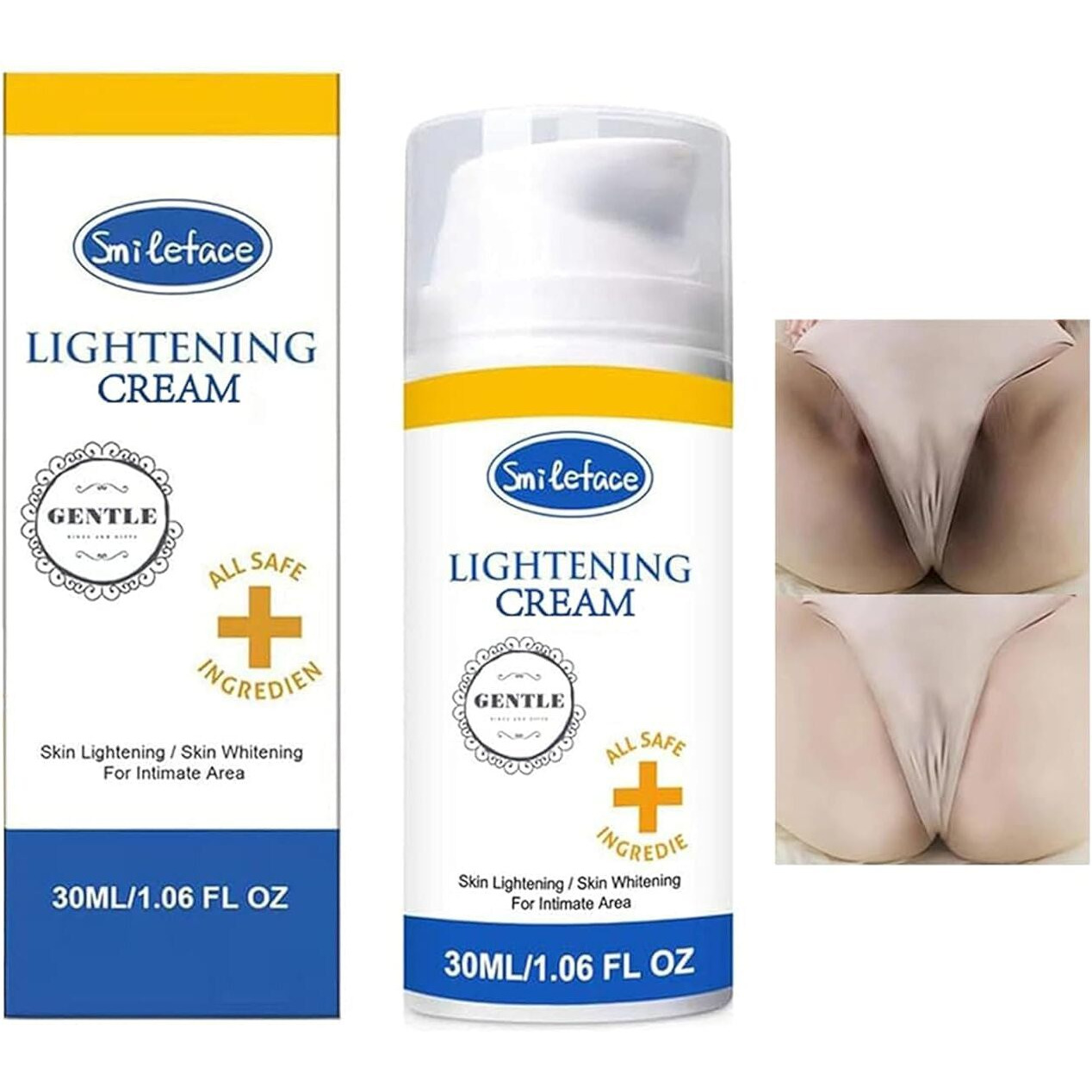 Intimate Areas Skin Lightening Cream For Private Parts, Underarm, Intimate Area, Bikini Area, Inner Thighs, Knees, Elbows, Bleach Skin Bleaching Whitening Cream For Body (1.06 Fl Oz)