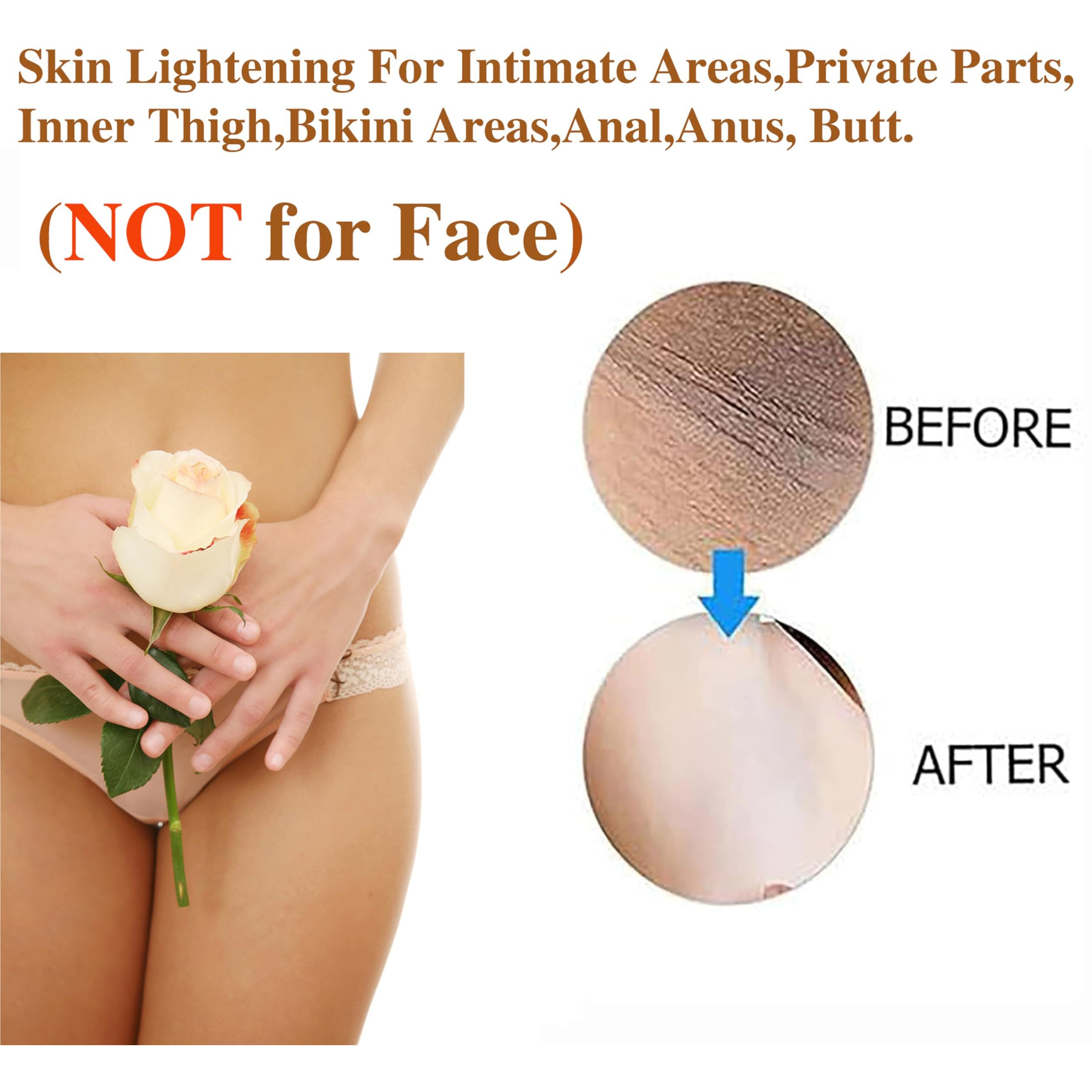 Intimate Areas Skin Lightening Cream For Private Parts, Underarm, Intimate Area, Bikini Area, Inner Thighs, Knees, Elbows, Bleach Skin Bleaching Whitening Cream For Body (1.06 Fl Oz)