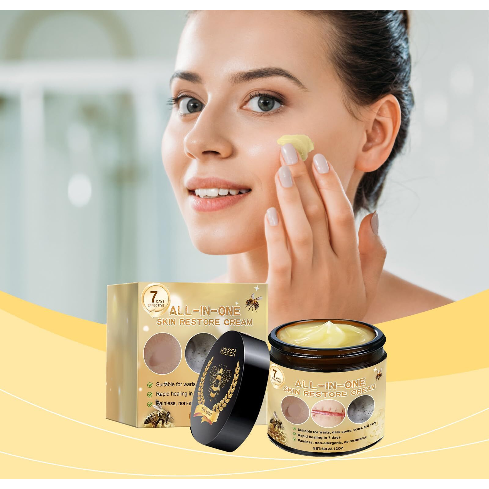 Bee Venom All-In-One, Bee Venom Skin Treatment Cream, Skin Repair Cream For Face And Body, Hydrates Skin And Reduces Blemishes (2Pcs)