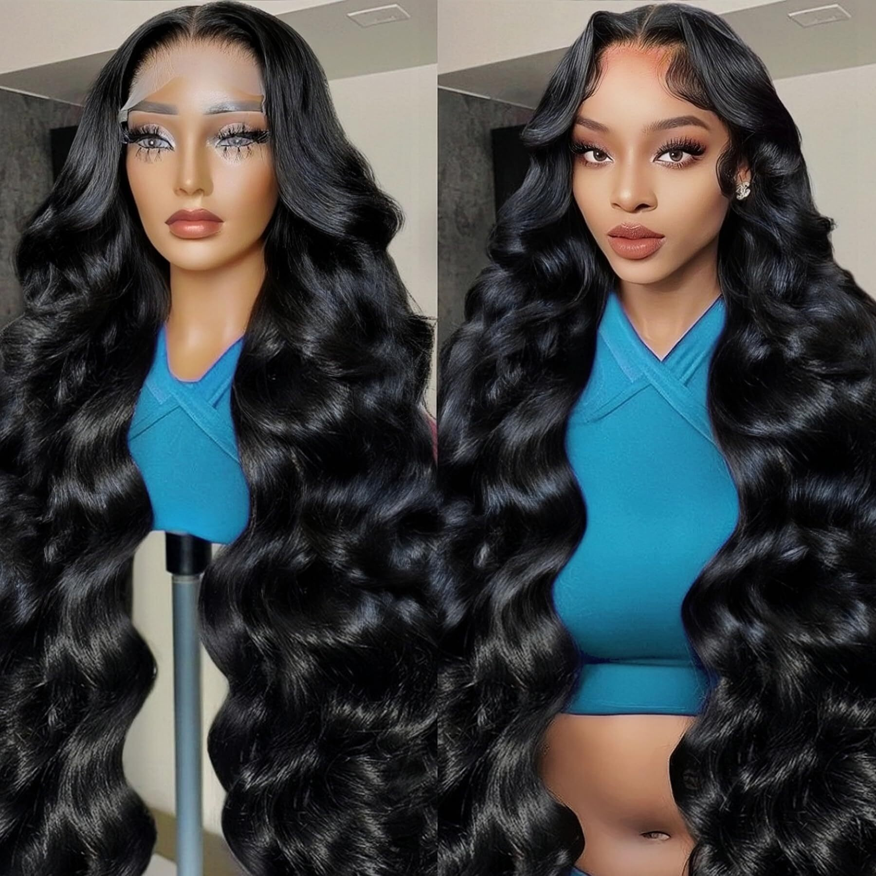 30 Inch 13X6 Body Wave Lace Front Wigs Human Hair Pre Plucked Hd Lace Frontal Wig Brazilian Virgin Glueless Body Wave Human Wig Lace Front Wigs For Women Natural Black With Baby Hair 200% Density