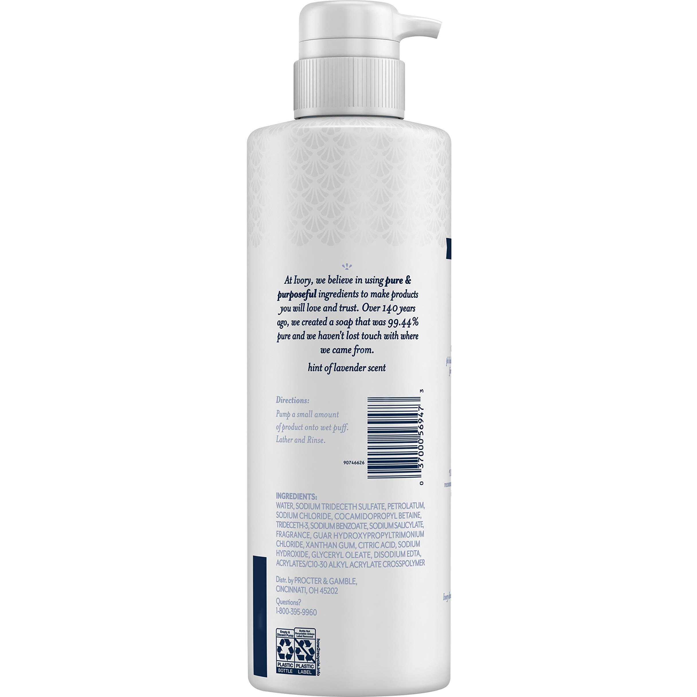 Ivory Sensitive Skin Moisturizing Body Wash, Hint Of Lavender, 17.9 Fl Oz (Pack Of 4)