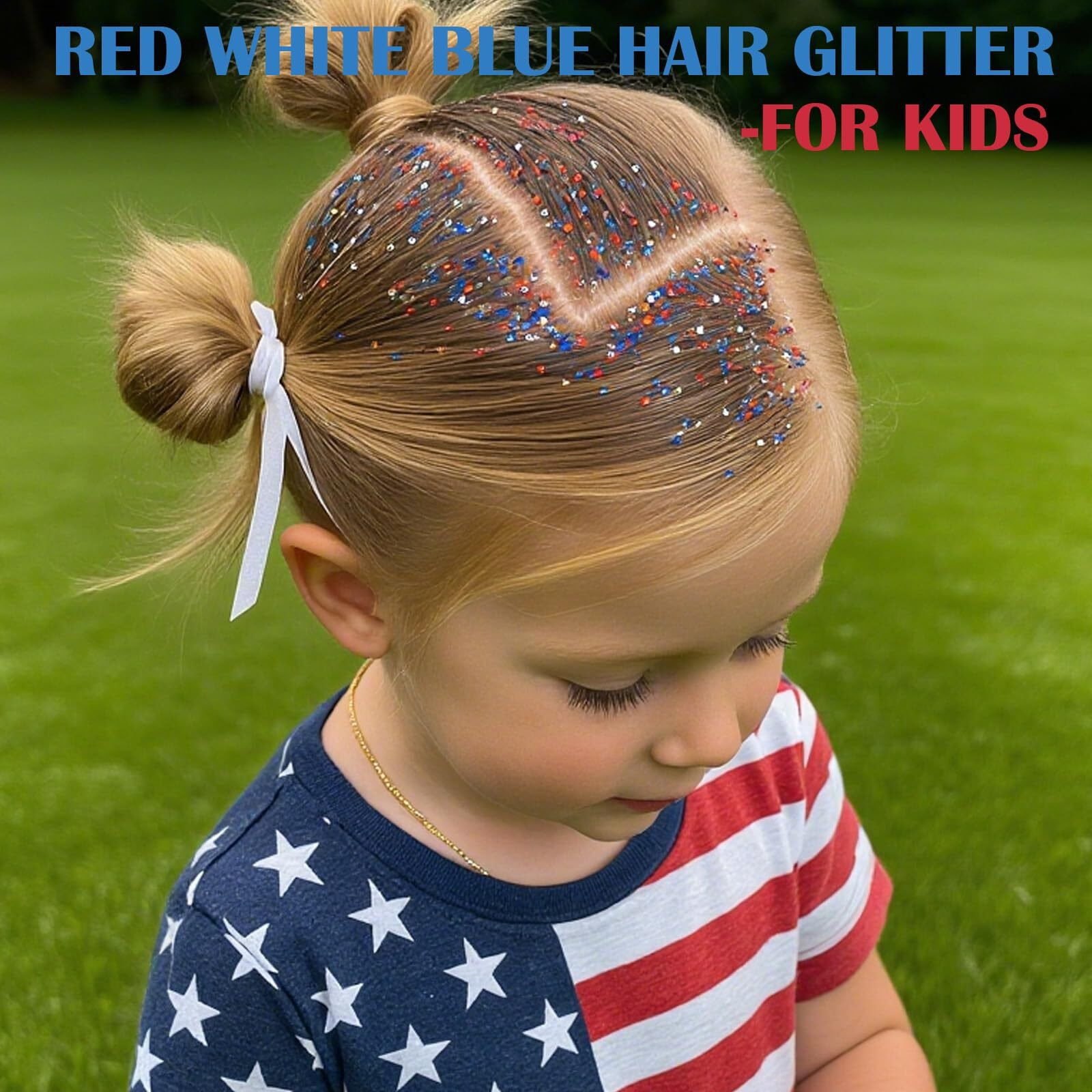 Paminify 4 Jars Red Blue White Hair Glitter,4Th Of July Body Face Glitter,Usa Flag Star Patriotic Sparkle Makeup,Chunky Fourth Of July Outfits For Women & Kids,Independence Day Accessories,40G/1.41 Oz
