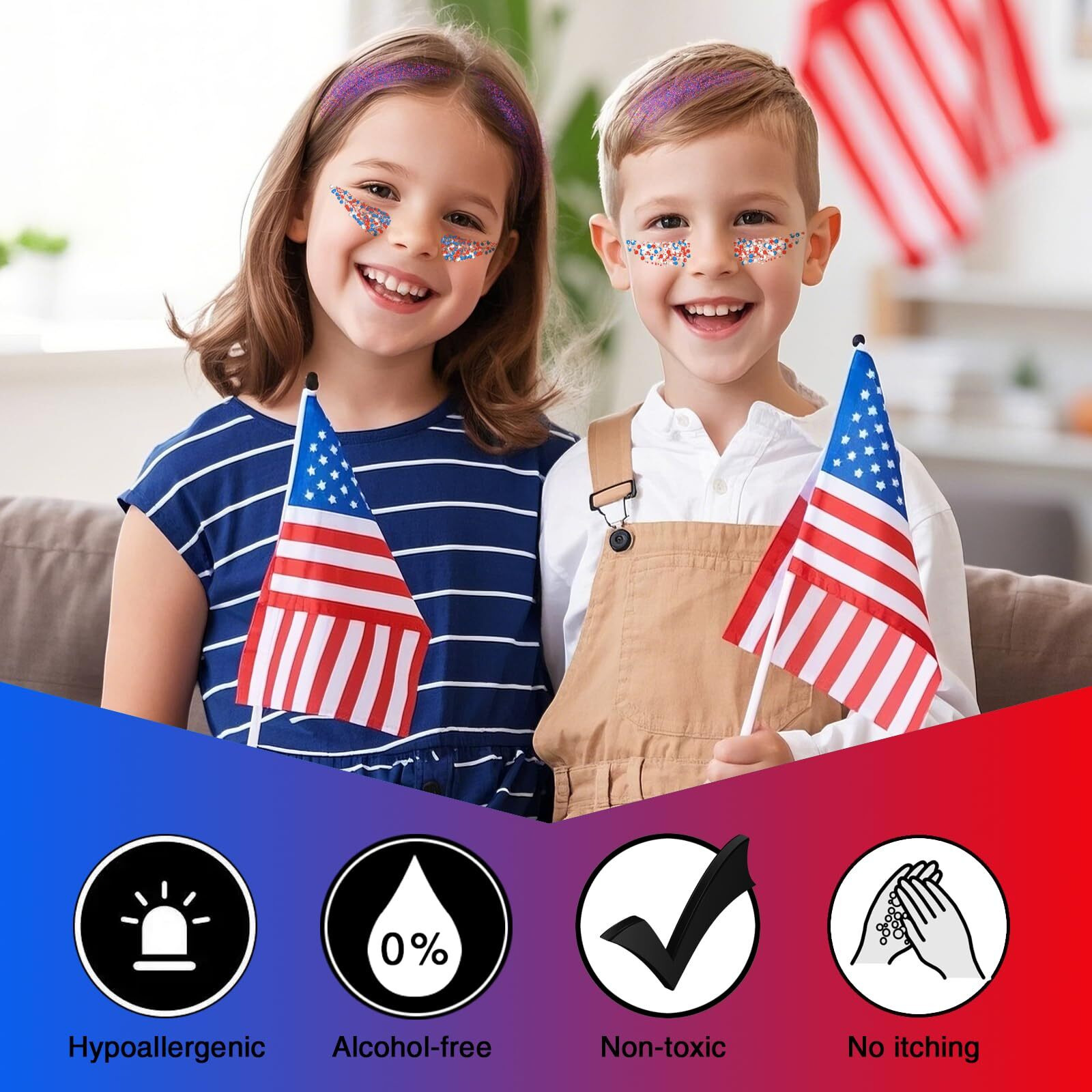 Paminify 4 Jars Red Blue White Hair Glitter,4Th Of July Body Face Glitter,Usa Flag Star Patriotic Sparkle Makeup,Chunky Fourth Of July Outfits For Women & Kids,Independence Day Accessories,40G/1.41 Oz