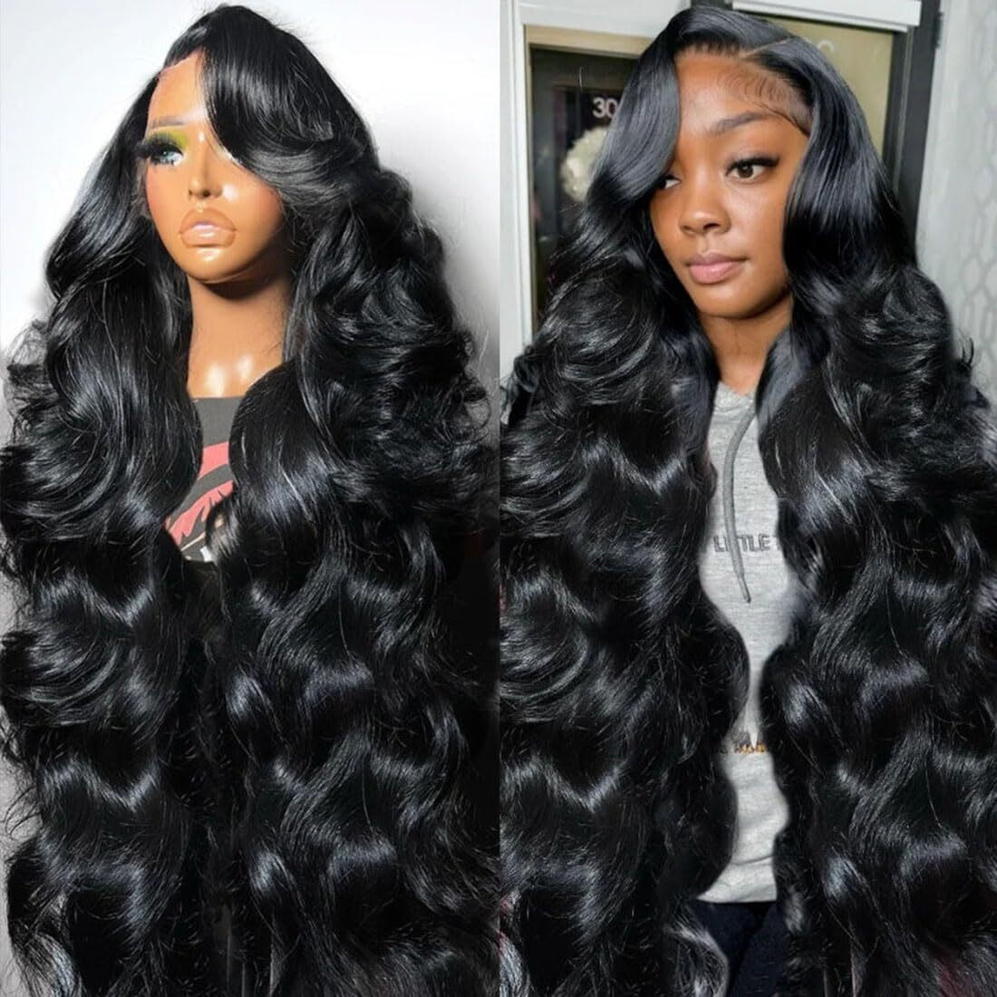 Baoliyer Body Wave Lace Front Wigs Human Hair 200 Density Body Wave Wig Glueless Wigs Pre Plucked Hd Transparent Lace Frontal Wig For Black Women With Baby Hair(34 Inch)