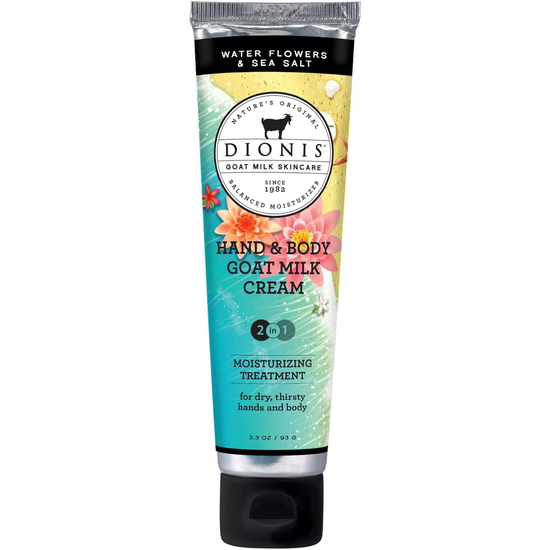 Dionis Goat Milk Skincare 3.3Oz Water Flowers & Sea Salt Hand & Body Cream - Travel Size Hand Lotion For Hydrating & Moisturizing Dry Skin - Cruelty Free Cream Made In The Usa - Paraben Free Formula