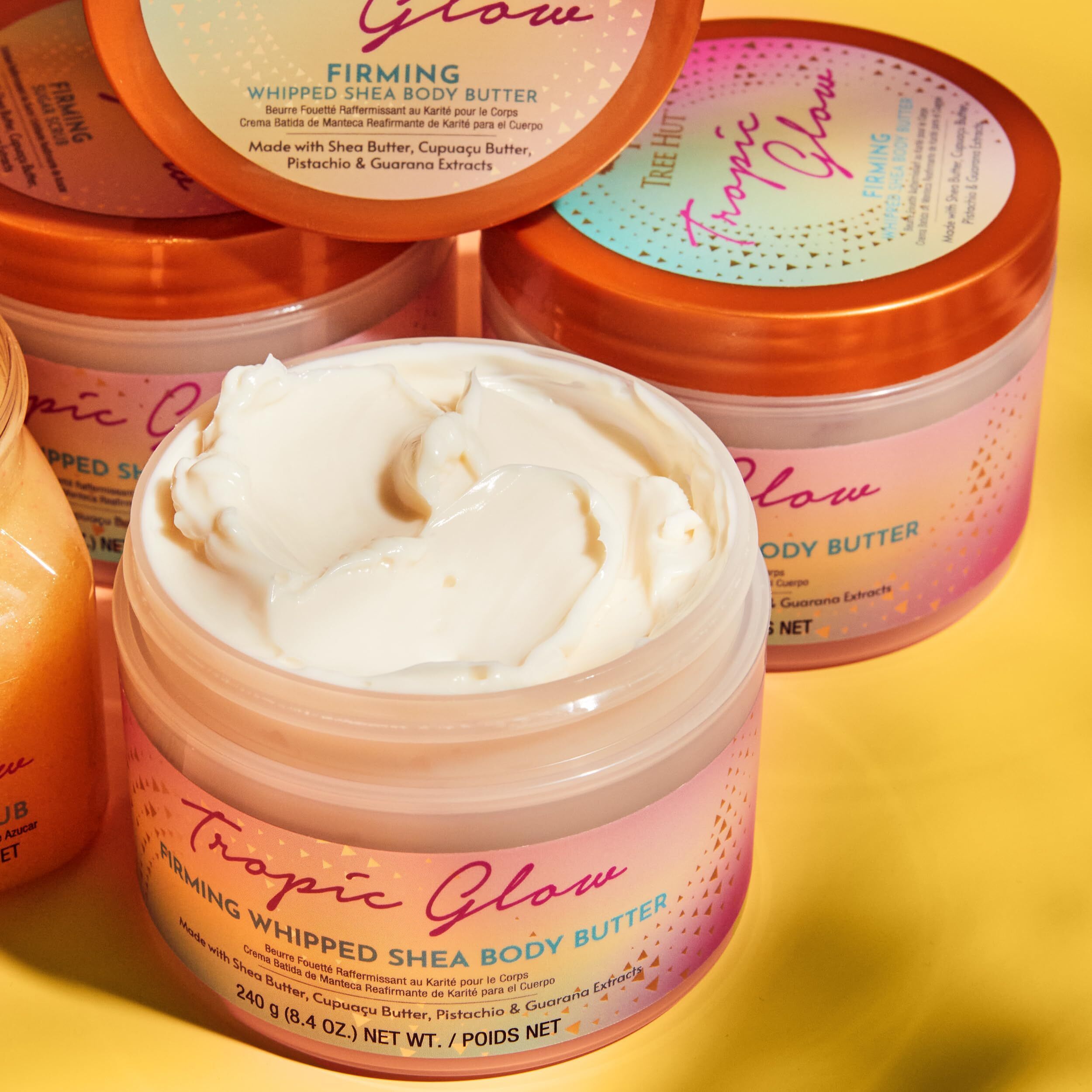 Tree Hut Tropic Glow Whipped Body Butter, Warm Scent With Almond, Golden Amber, And Australian Sandalwood, Long-Lasting Hydration For Soft, Glowing Skin, 8.4 Oz