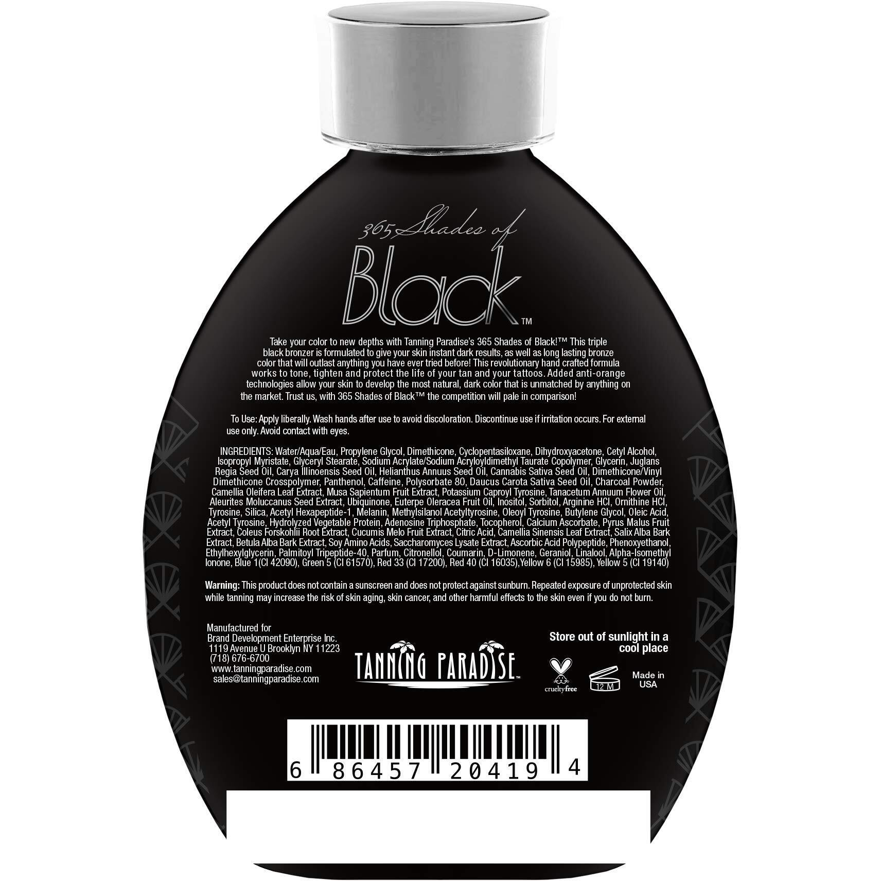 Tanning Paradise 365 Shades Of Black, Triple Black Bronzing | Skin Detoxifiers, Toning & Firming Tanning Lotion 13.5Oz