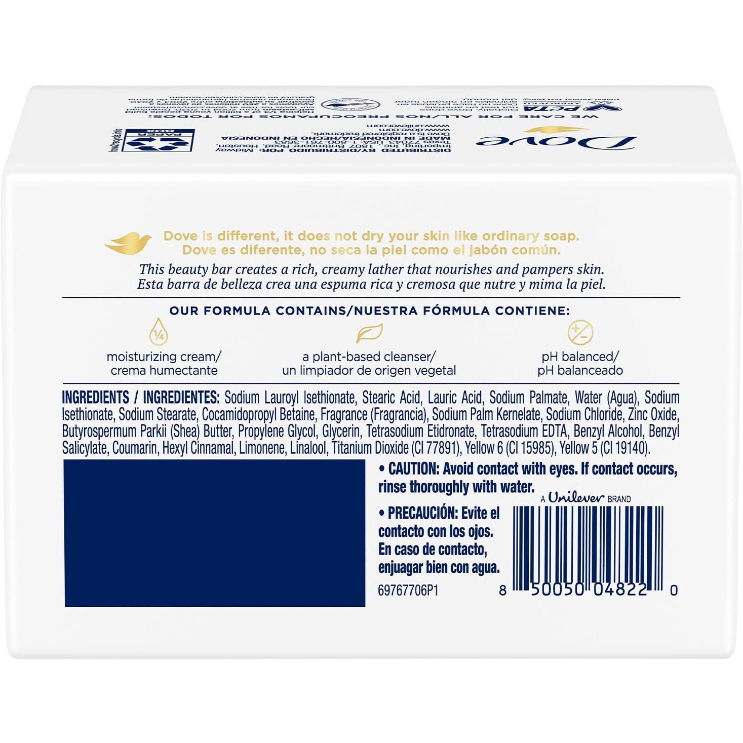 Dove Soap, Shea Butter & Vanilla Beauty Bar 2-Pack (8 Soap Bars) - 3-In-1 Moisturizing Face, Body & Hand Soap, 3.17 Oz Ea