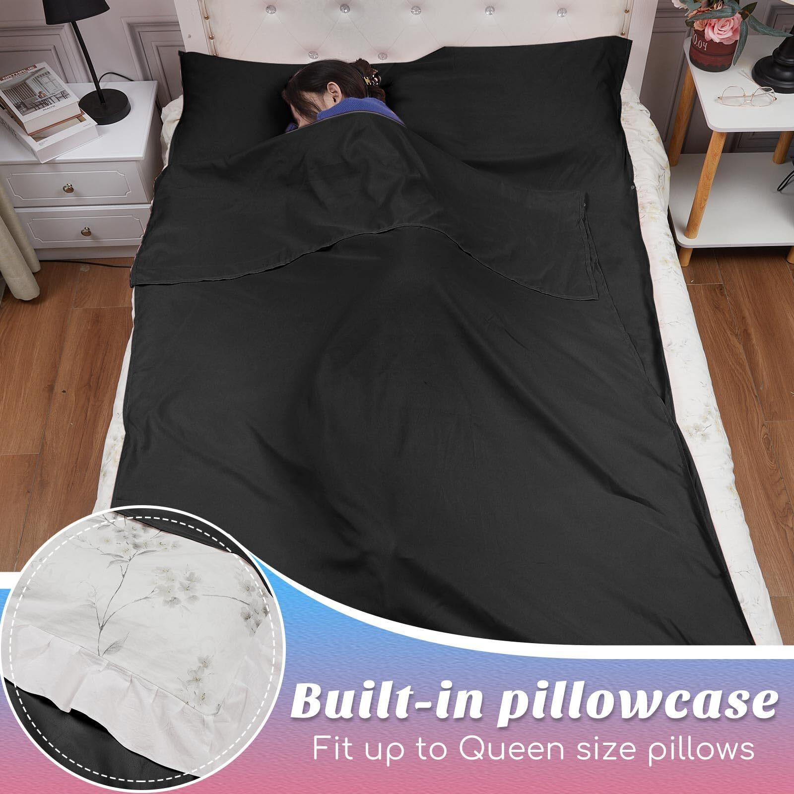 Irenare Self Tan Sleep Sack Reusable Body Self Tanners Lightweight Breathable Tanning Sleeping Sac For Bed Travel Sleeping Bag(Black)