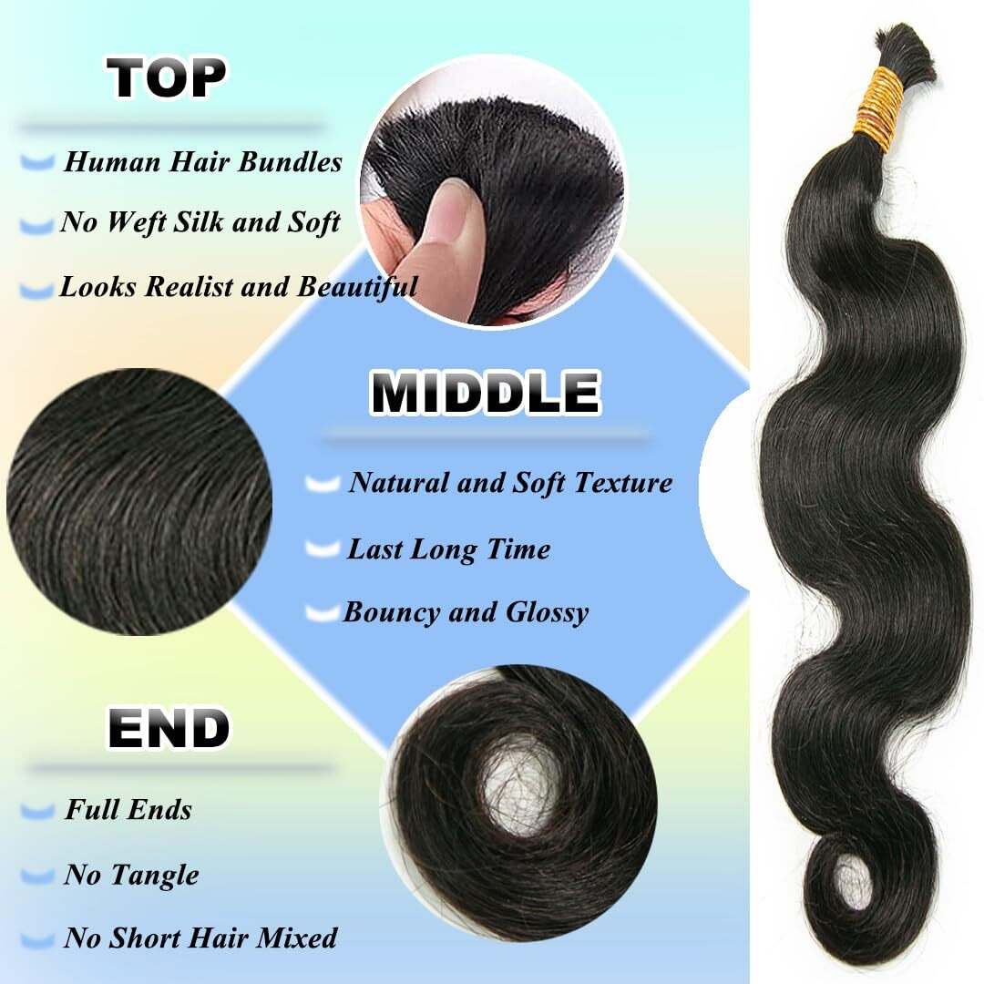 Ywigs Body Wave Human Braiding Hair For Boho Braids No Weft Virgin Human Hair 50G Bulk Human Hair For Braiding 20Inch