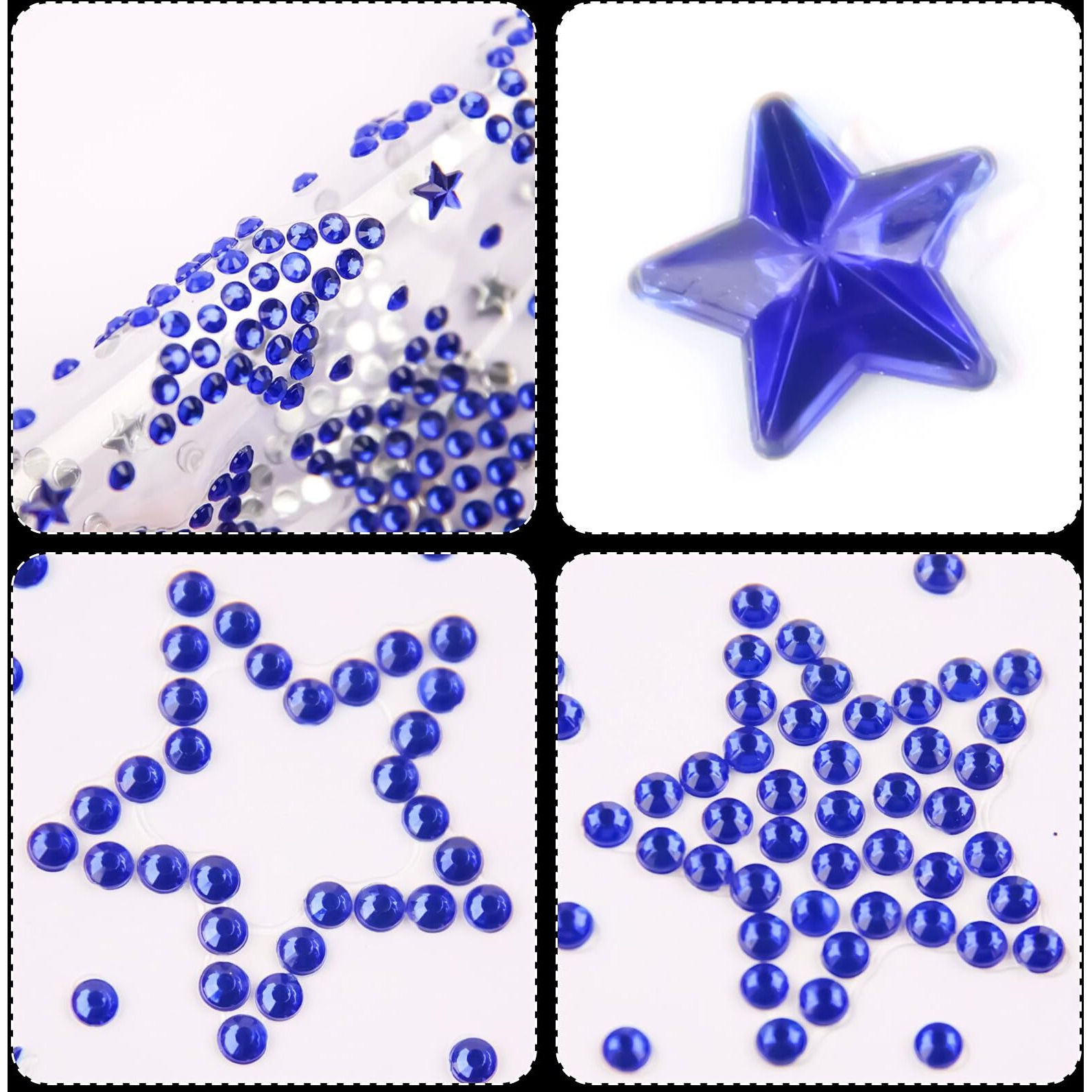 4Th Of July Self Adhesive Face Gems For Makeup, Red Blue Clear Festival Jewels, Hair Gems, Patriotic Star Rhinestone Stickers For Face, Eye, Makeup, Body (Redwhiteblue_6Pcs)