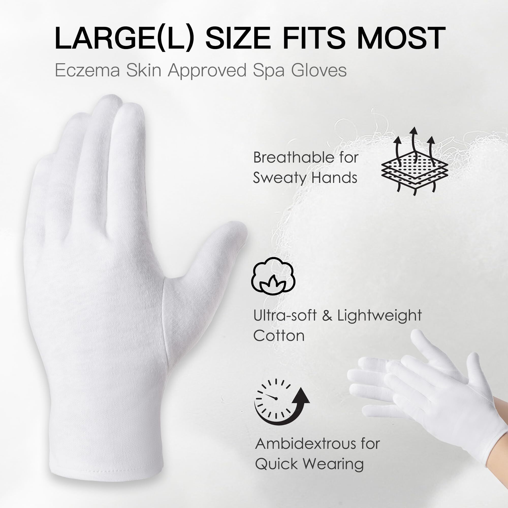 Besslee 12 Pairs Cotton Moisturizing Gloves And Socks Set (1 Washing Bag Included), Dry Hands Feet Overnight Lotion Spa Treatment, Eczema Skin Friendly, Breathable And Soft Glove Liners For Summer