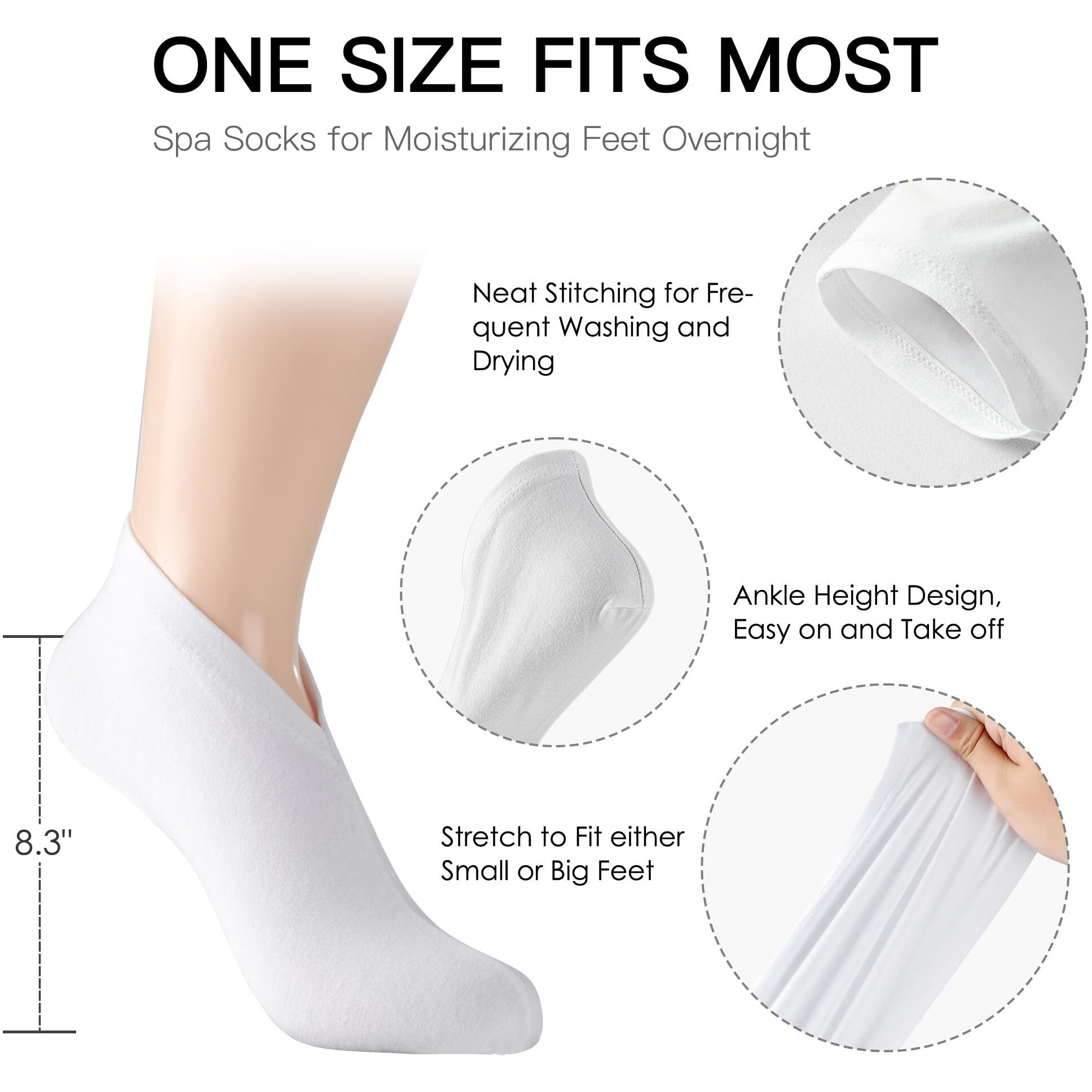 Besslee 12 Pairs Cotton Moisturizing Gloves And Socks Set (1 Washing Bag Included), Dry Hands Feet Overnight Lotion Spa Treatment, Eczema Skin Friendly, Breathable And Soft Glove Liners For Summer