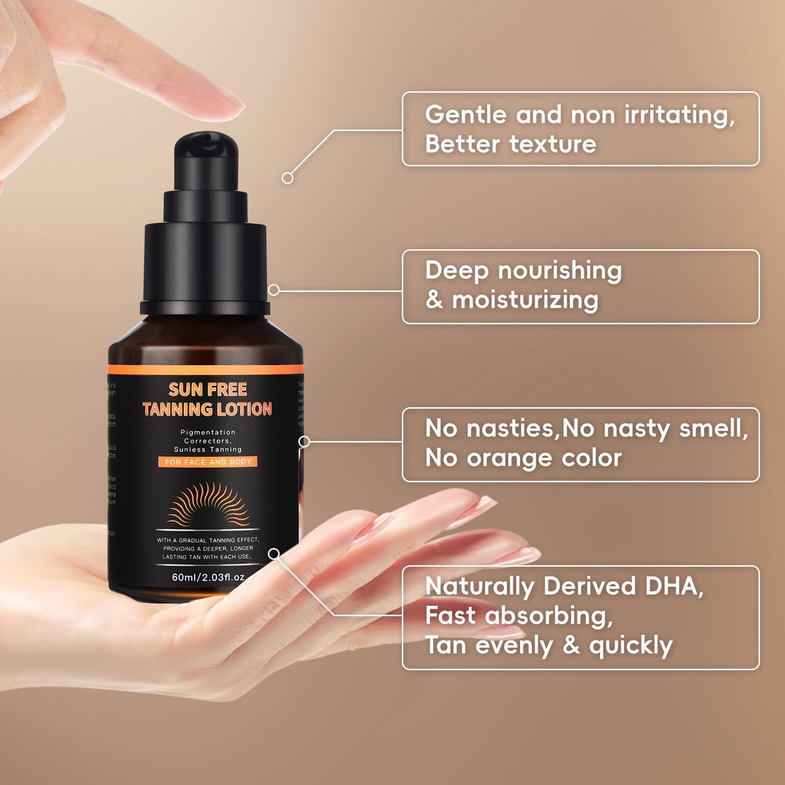 Quick Self Tanning Lotion-Natural Glow Self Tanner Lotion For Face & Body | Hydrating Tanning Lotion With Shea Butter & Plant Extracts | Vegan-Friendly, Streak-Free Formula-Dha Contene 10%