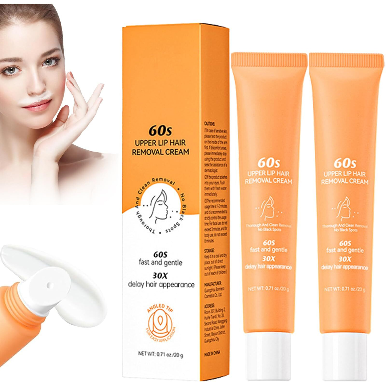 2 Pcs Hair Removal Cream For Women,2025 New Gentle Facial Hair Removal Cream,Effective Quick,Painless Hairs Removers For Body Face Lips