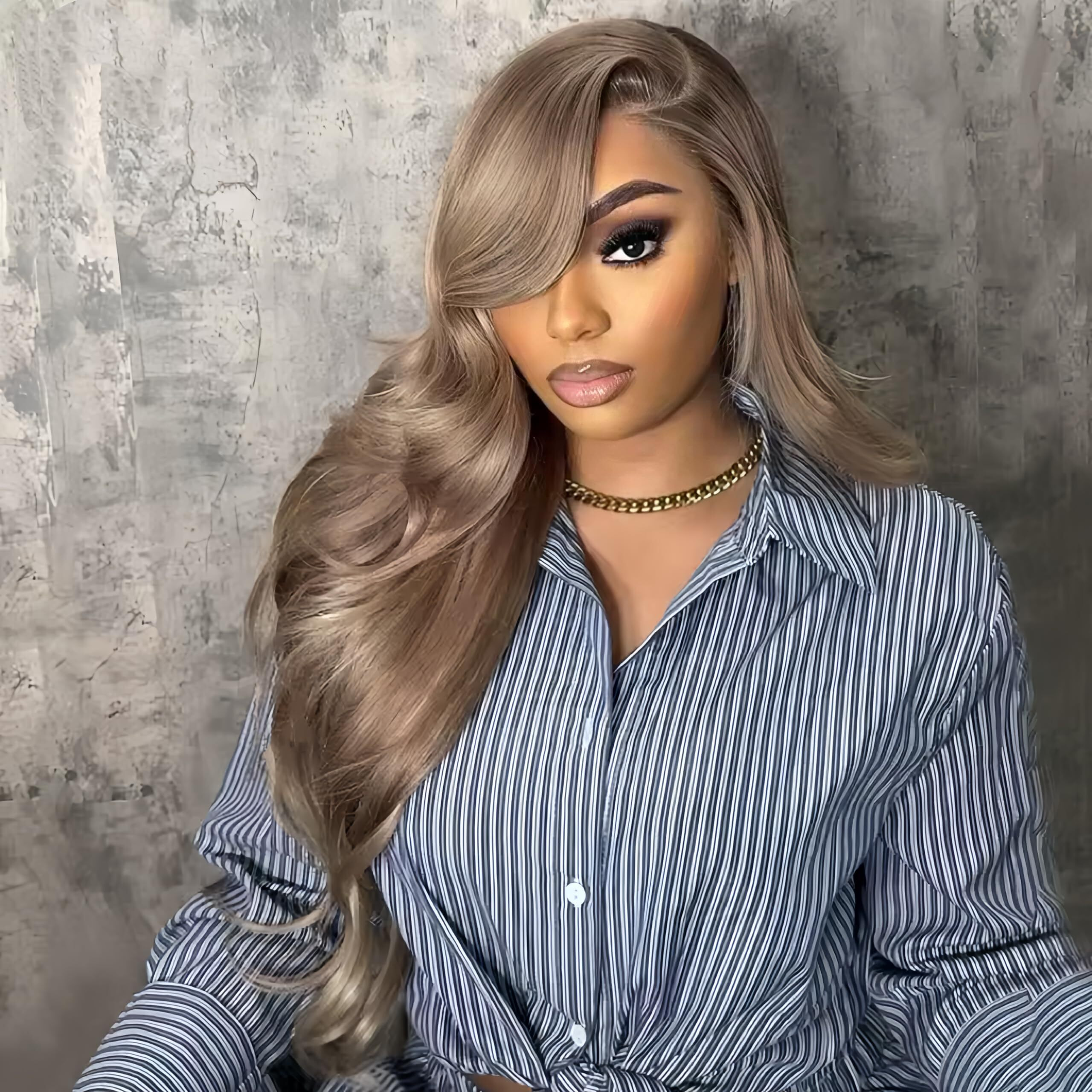 Orijodie Mocha Brown Blonde 13  4 Hd Lace Front Wig Human Hair 180% Density Body Wave Ash Brown Lace Wig Pre Plucked Real Ultra Full Brazilian Virgin Hair Milk Tea Colored Wig For Women 28Inch