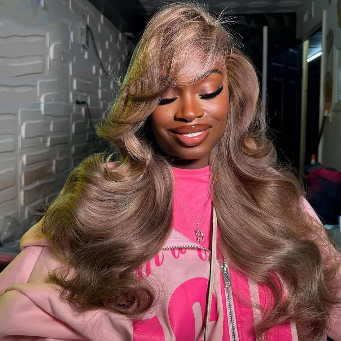 Orijodie Mocha Brown Blonde 13  4 Hd Lace Front Wig Human Hair 180% Density Body Wave Ash Brown Lace Wig Pre Plucked Real Ultra Full Brazilian Virgin Hair Milk Tea Colored Wig For Women 28Inch