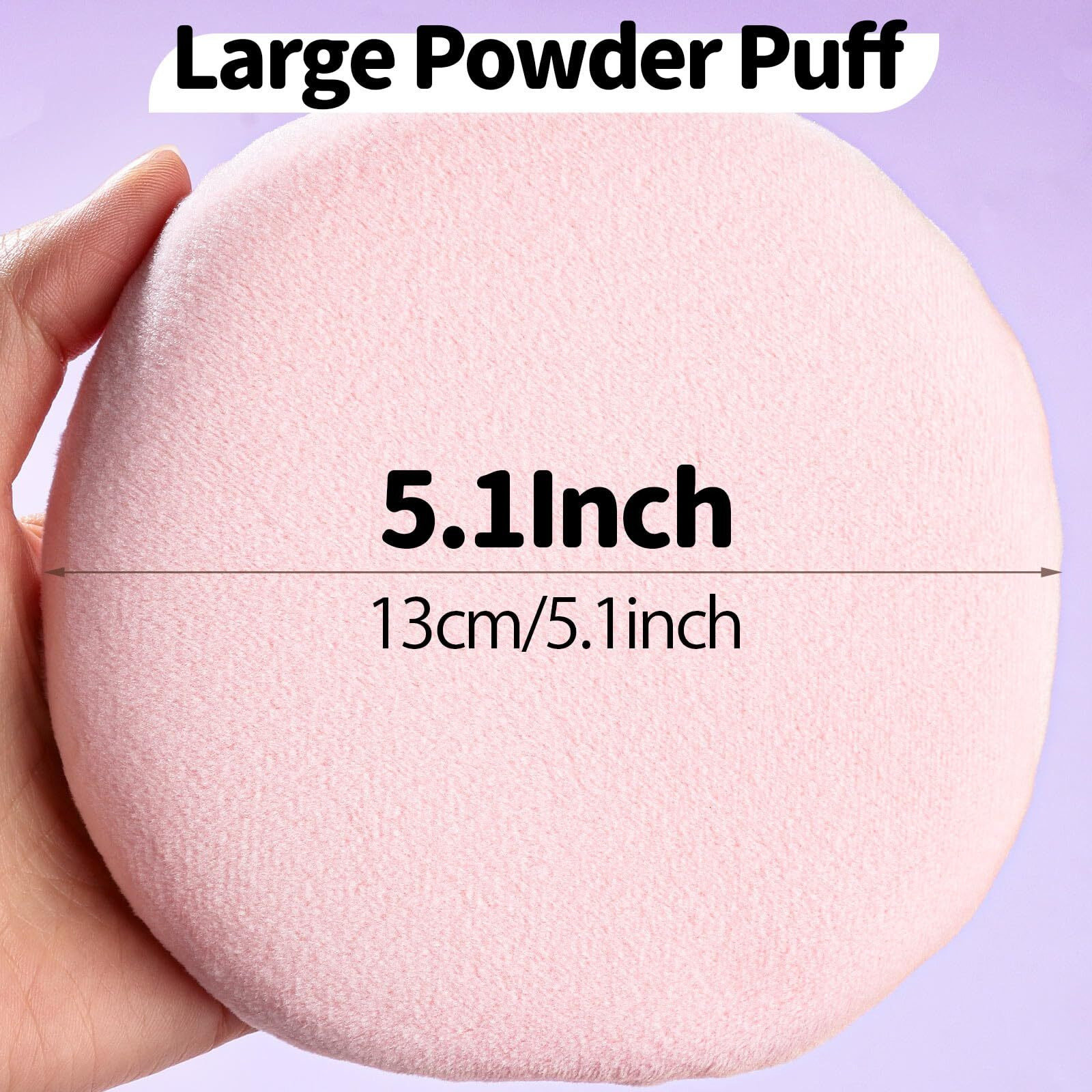 Teenitor 2Pcs 5Inch Pink Body Powder Puff, Powder Puff For Body Powder, Soft Velour Puff Pink