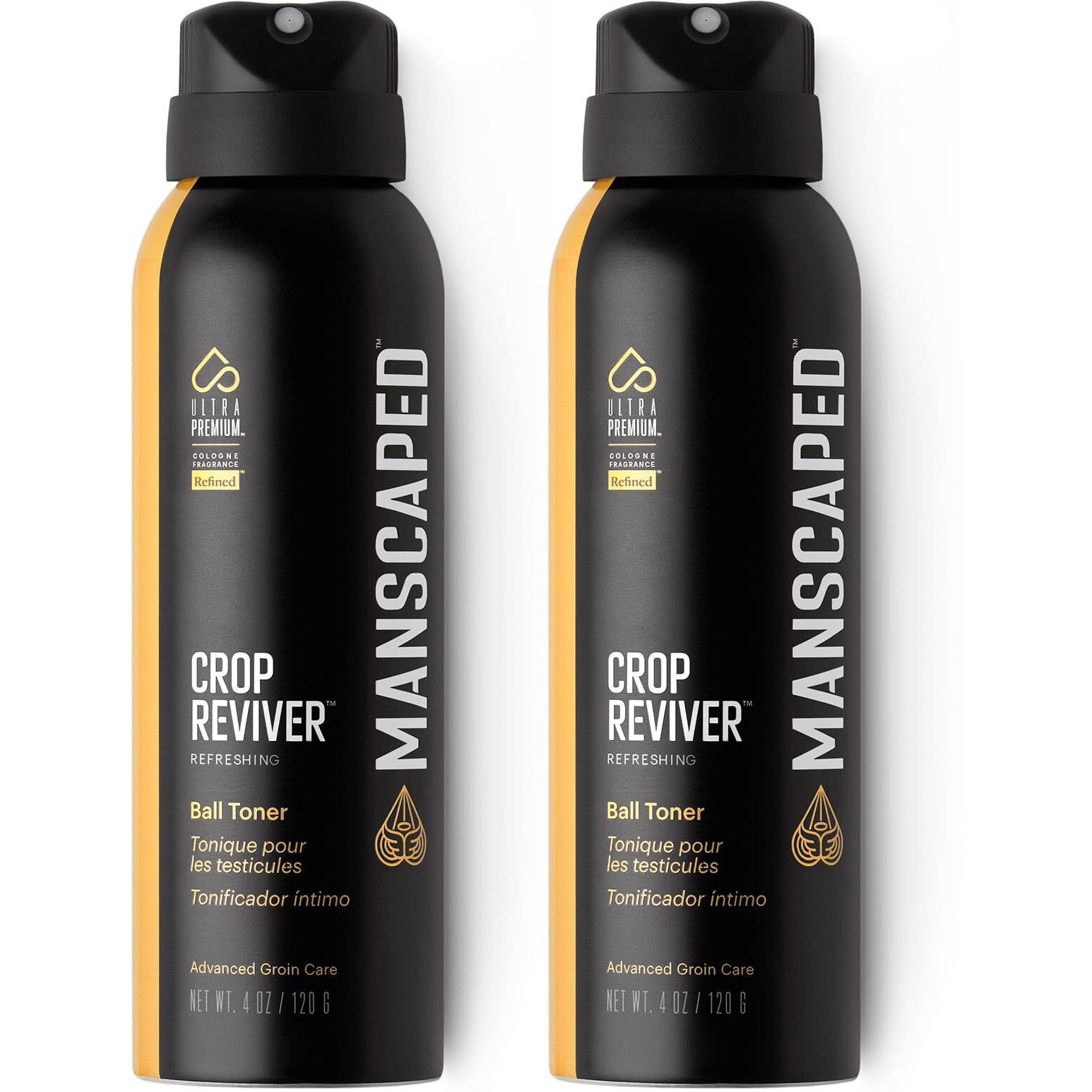 Manscaped The Crop Reviver, Hydrating & Refreshing Men's Body Toner Spray, Cooling Groin Spritz With Soothing Aloe Vera, Below-The-Waist Odor Neutralizer, 4 Fl Oz (2-Pack)