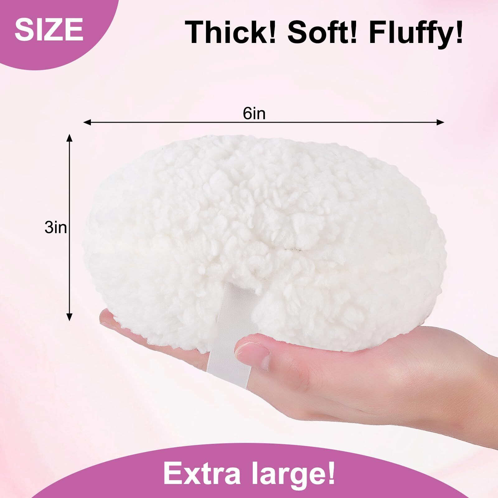Powder Puff, 6'' Body Powder Puff And Container,Fluffy Soft Extra Large Powder Puff For Body Powder,White