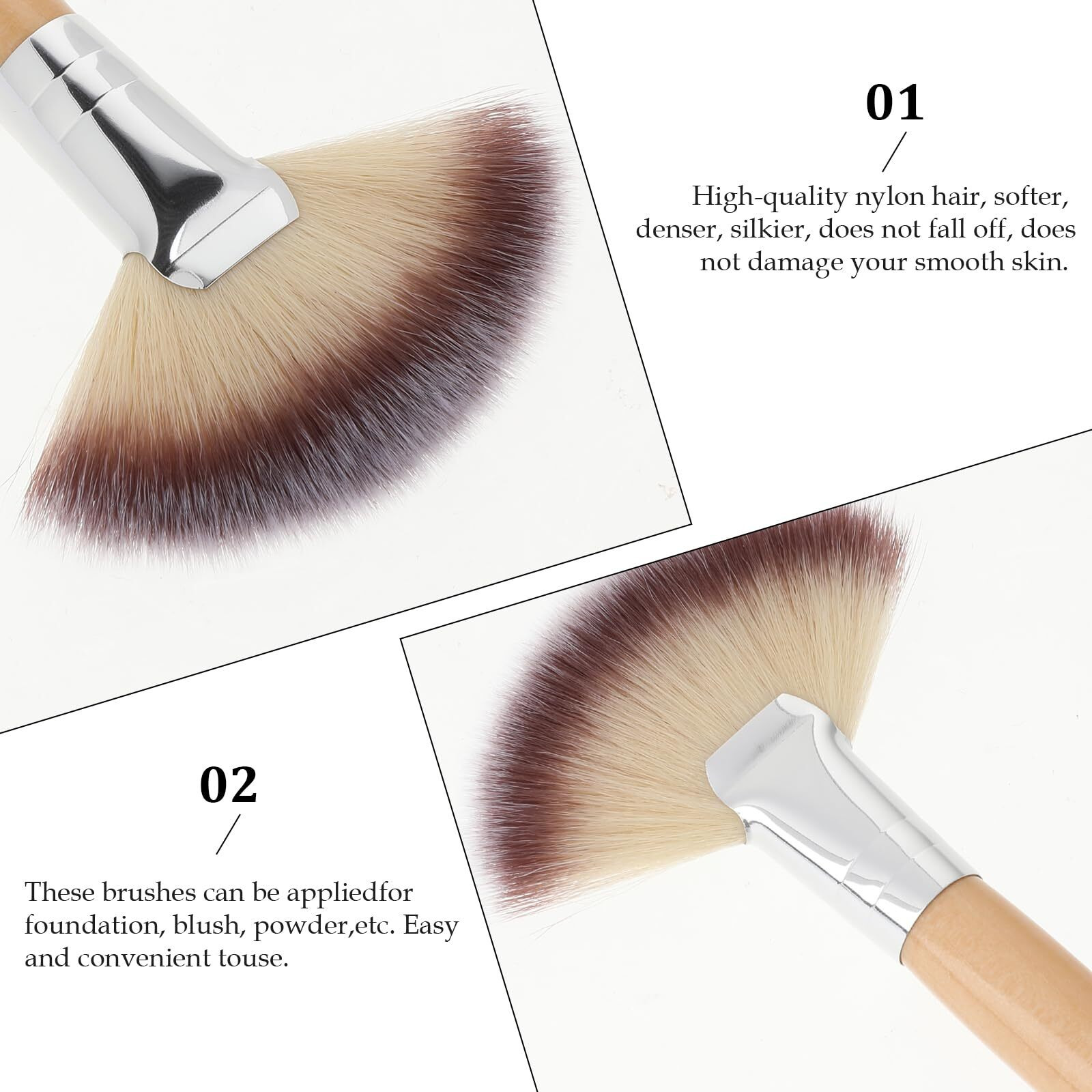 4Pcs Fluffy Fan Brushes For Facials, Esthetician Fan Brush Makeup Esthetician Facial Applicator Brushes Face Makeup Tools, Soft Fan Blush Brush Bristle Face Highlighting For Powder Blush Body Brush