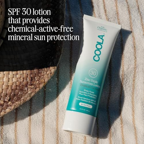 Coola Organic Mineral Sunscreen & Sunblock Body Lotion, Skin Care For Daily Protection, Broad Spectrum Spf 30, Tropical Coconut, Travel Size, 3.4 Fl Oz