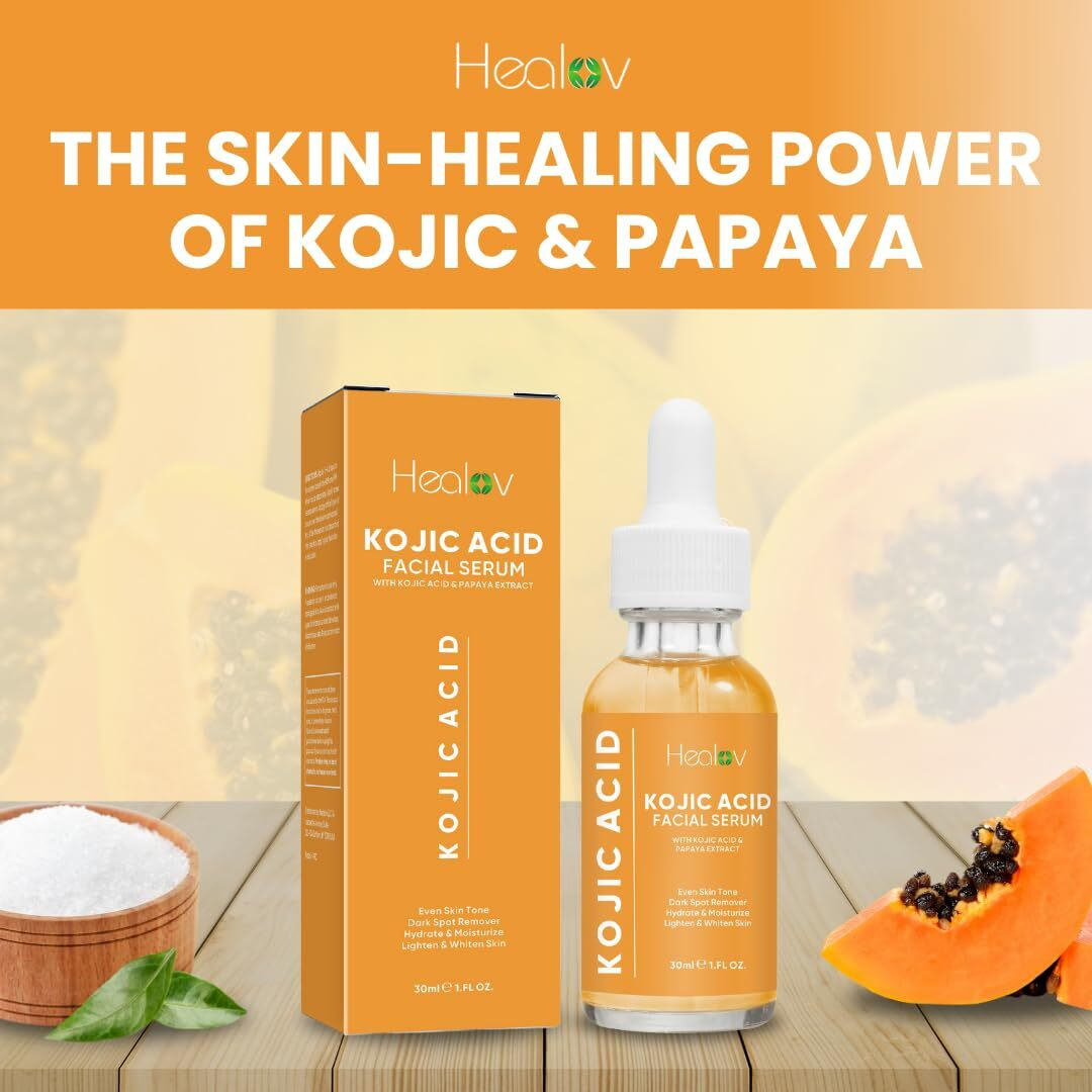 Kojic Acid Serum - Dark Spot Remover For Face & Body - Skin Brightening For Spots, Hyperpigmentation, Discoloration - Facial Oil Reduces Acne, Scars, & Evens Tone - Dark Spot Correcting Glow Serum