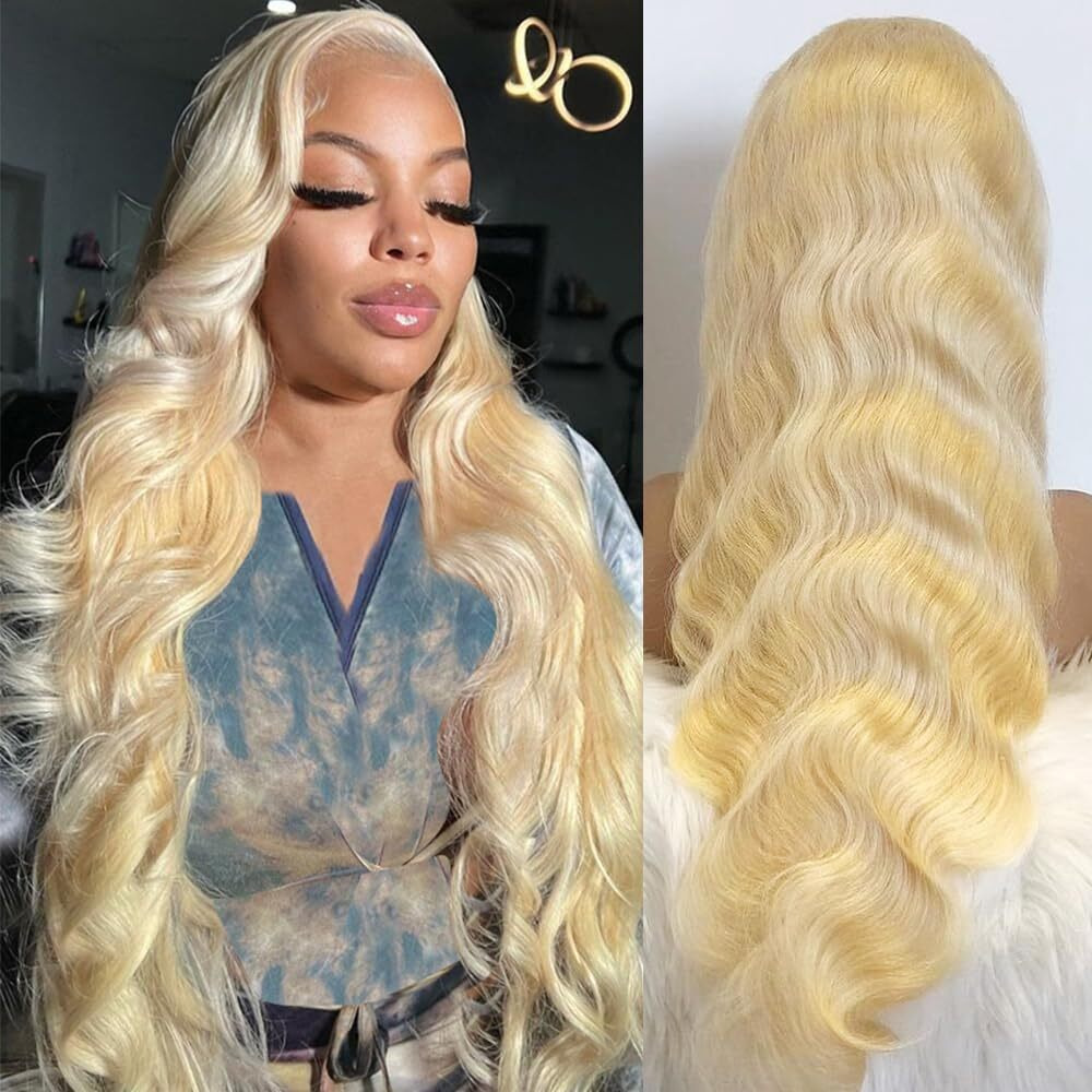 Lotulo 613 Lace Front Wig Human Hair Body Wave Blonde Wig Human Hair Pre Plucked With Baby Hair 180% Density For Women (34 Inch)