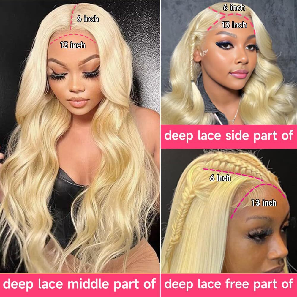 Lotulo 613 Lace Front Wig Human Hair Body Wave Blonde Wig Human Hair Pre Plucked With Baby Hair 180% Density For Women (34 Inch)