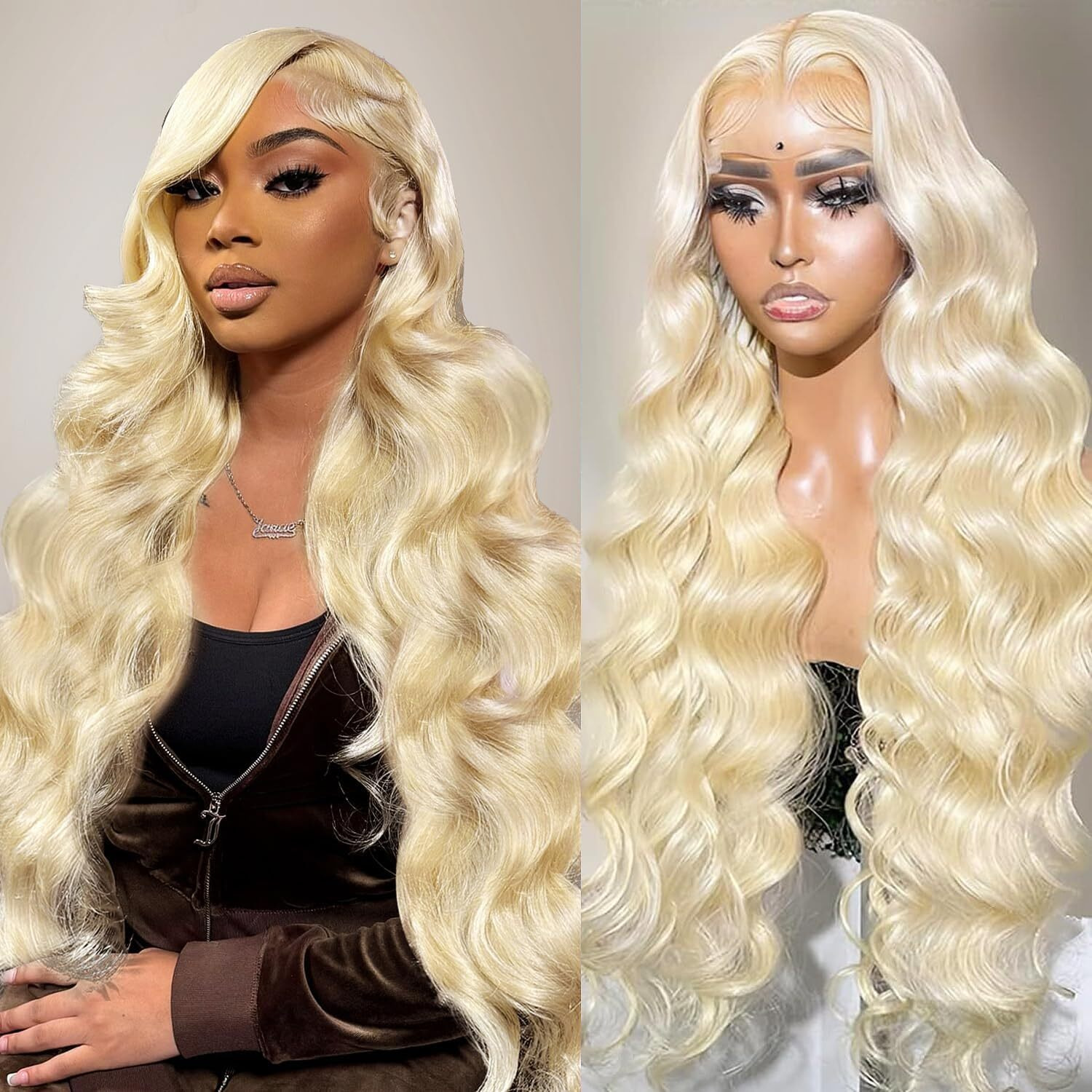 Hug Meet 30 Inch 613 13X6 Lace Front Wig Human Hair 200 Density 613 Lace Front Wig Human Hair Body Wave Blonde Wig Pre Plucked With Baby Hair(30 Inch)