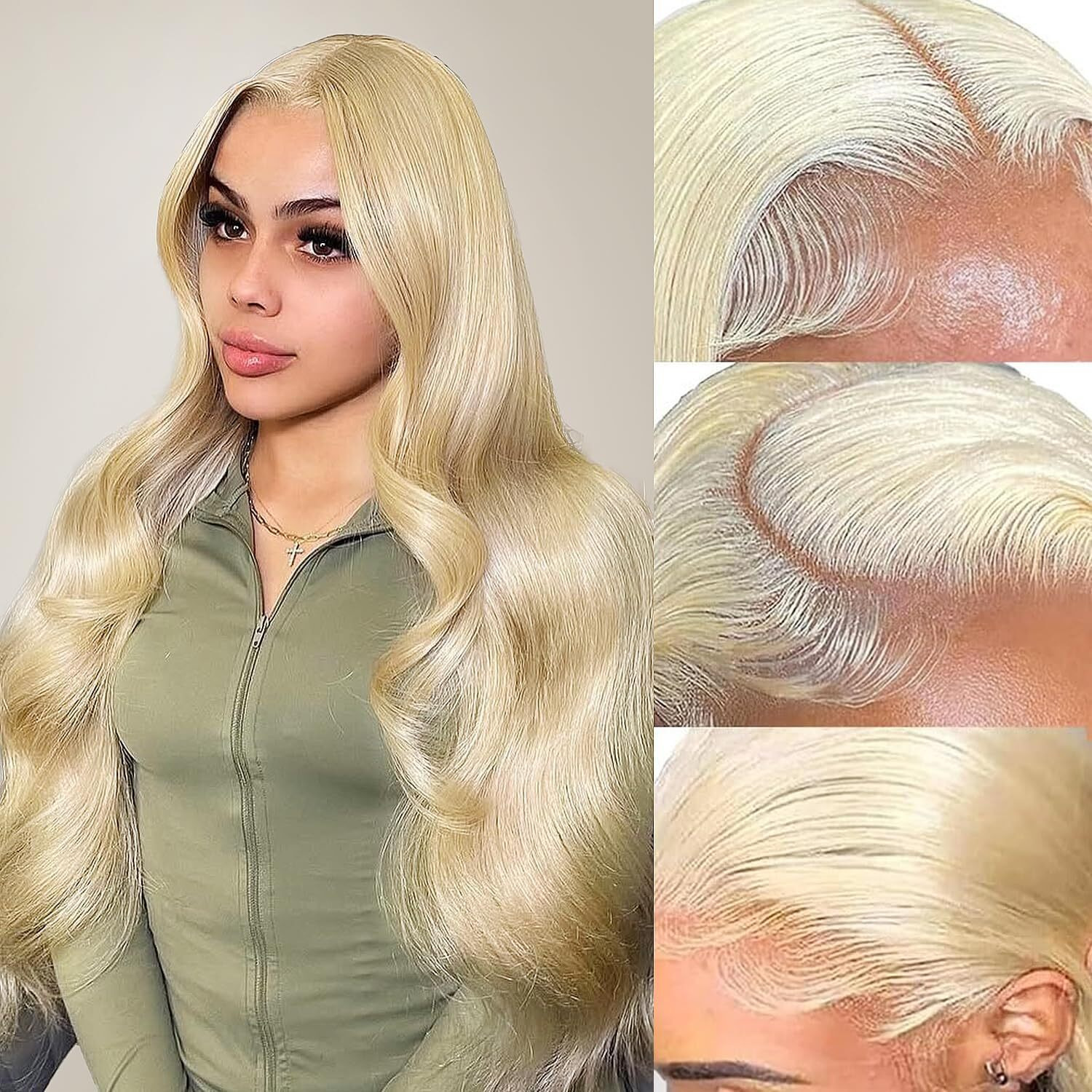 Hug Meet 30 Inch 613 13X6 Lace Front Wig Human Hair 200 Density 613 Lace Front Wig Human Hair Body Wave Blonde Wig Pre Plucked With Baby Hair(30 Inch)
