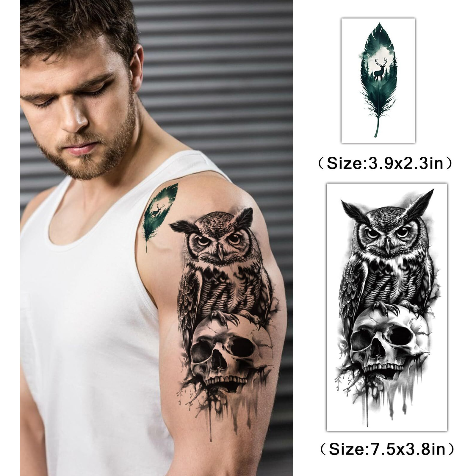77 Sheets Temporary Tattoos For Adults And Kids - 2 Sizes Fake Tattoo Realistic Lion, Tiger, Wolf, Eagle Owl Forest Animal Designs- Long Lasting Body Tattoo For Halloween, Parties